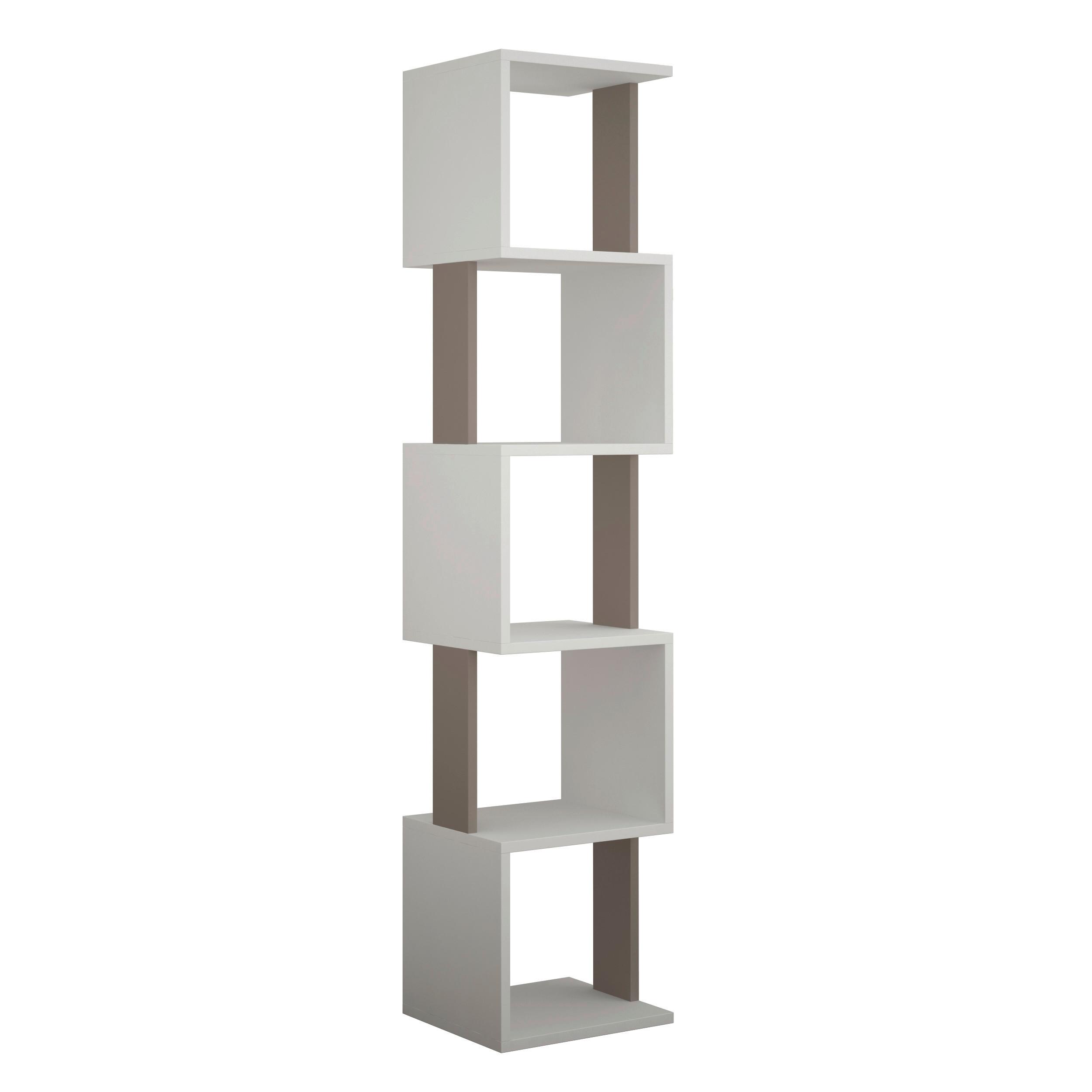 Bücherregal Piri ca. 35x161x30 cm Mokka/Weiß - Weiß/Mokka, Design, Holzwerkstoff (35/161/30cm) - Livetastic