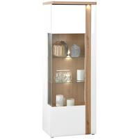 Vitrină VIOLA - alb/culoare lemn stejar, Modern, plastic/sticlă (66,5/196/43,2cm) - Premium Living