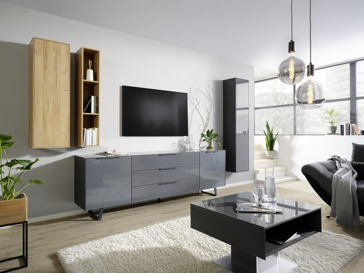 Viseči Element Max Box - antracit, Moderno, steklo/leseni material (38/175/32cm) - Premium Living