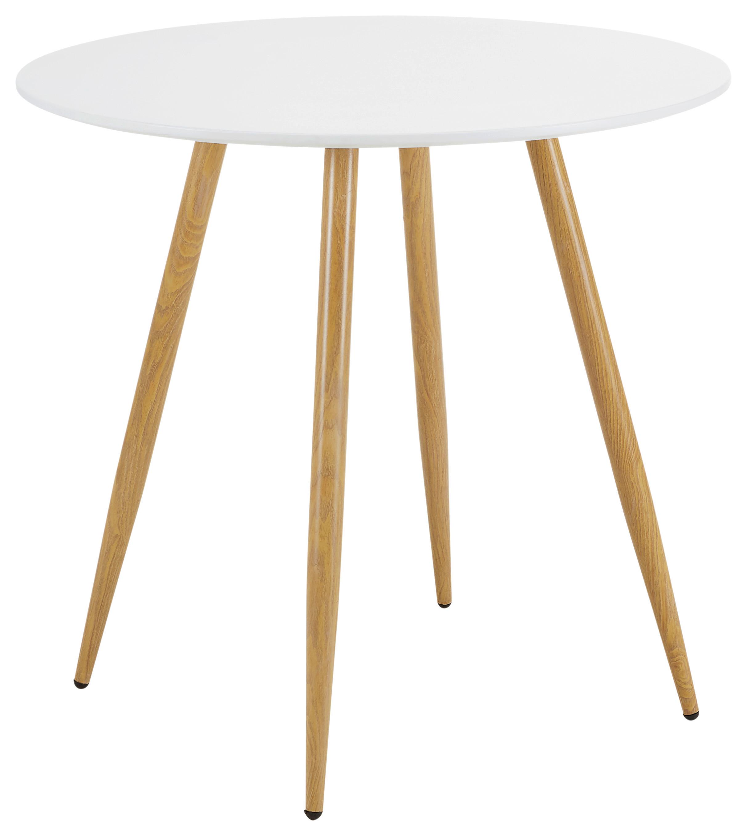 Esstisch rund John Weiß MDF Ø ca. 80 cm - Eichefarben/Weiß, MODERN, Holz/Metall (80/76cm) - Bessagi Home