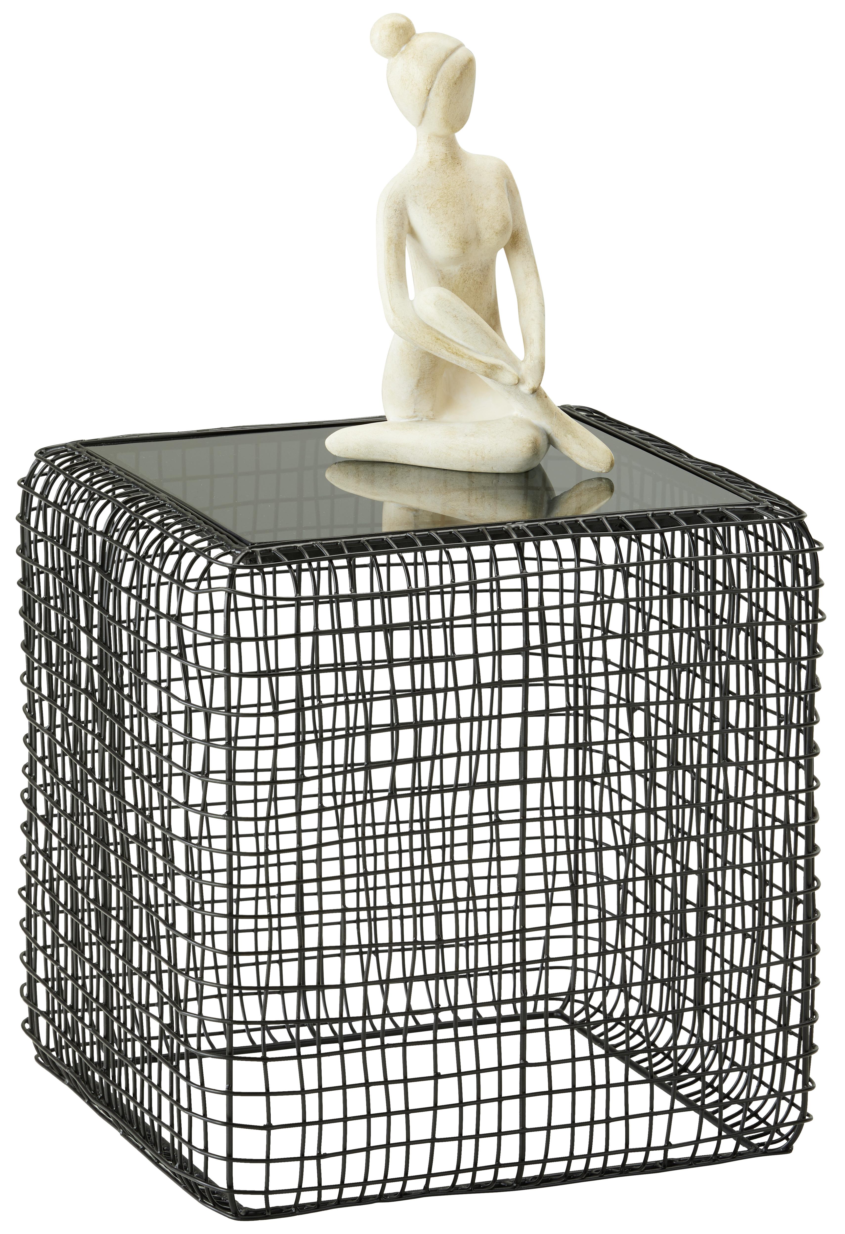 Beistelltisch in Schwarz - Schwarz, Lifestyle, Glas/Metall (40/40/40cm) - Premium Living
