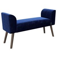 PLAYBOY Hockerbank Tiffany Samt Grau H: 54,5 cm Füße Holz - Braun/Grau, MODERN, Holz/Textil (92,7/54,5/30cm) - Playboy