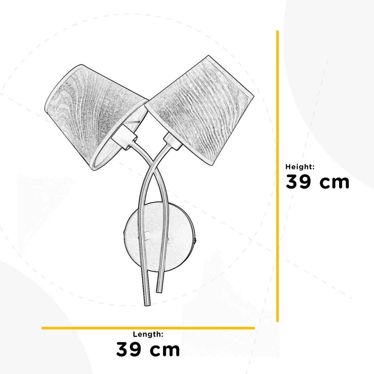 Wandleuchte Asia Schwarz/Eiche max. 6 Watt - Eichefarben/Schwarz, KONVENTIONELL, Textil/Metall (39/20cm)