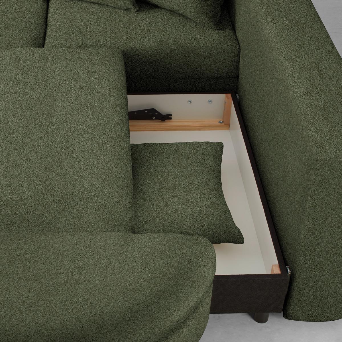 Ecksofa Axel Olivgrün - Schwarz/Olivgrün, MODERN, Textil/Metall (291/87/250cm) - Mömax