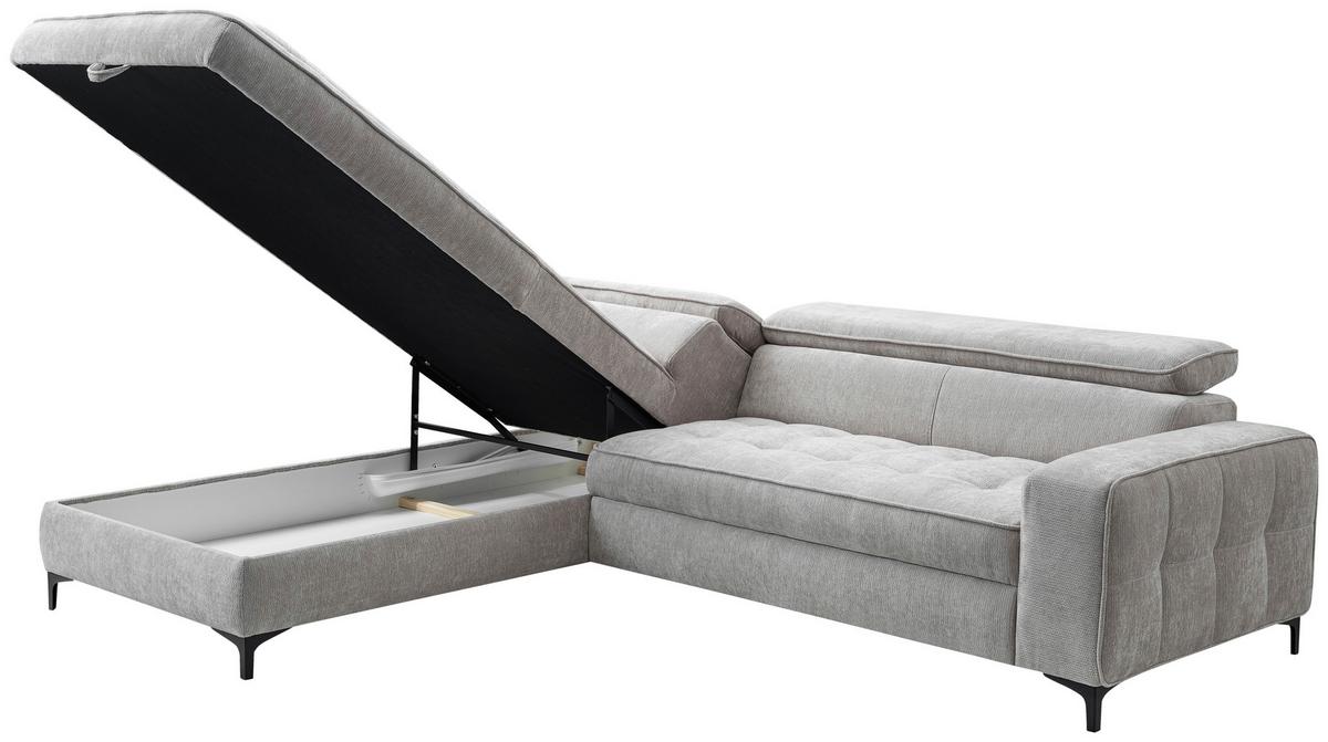 Kutna Garnitura Talia - svijetlo siva/crna, Basics, tekstil/metal (203/70-90/251cm) - Modern Living