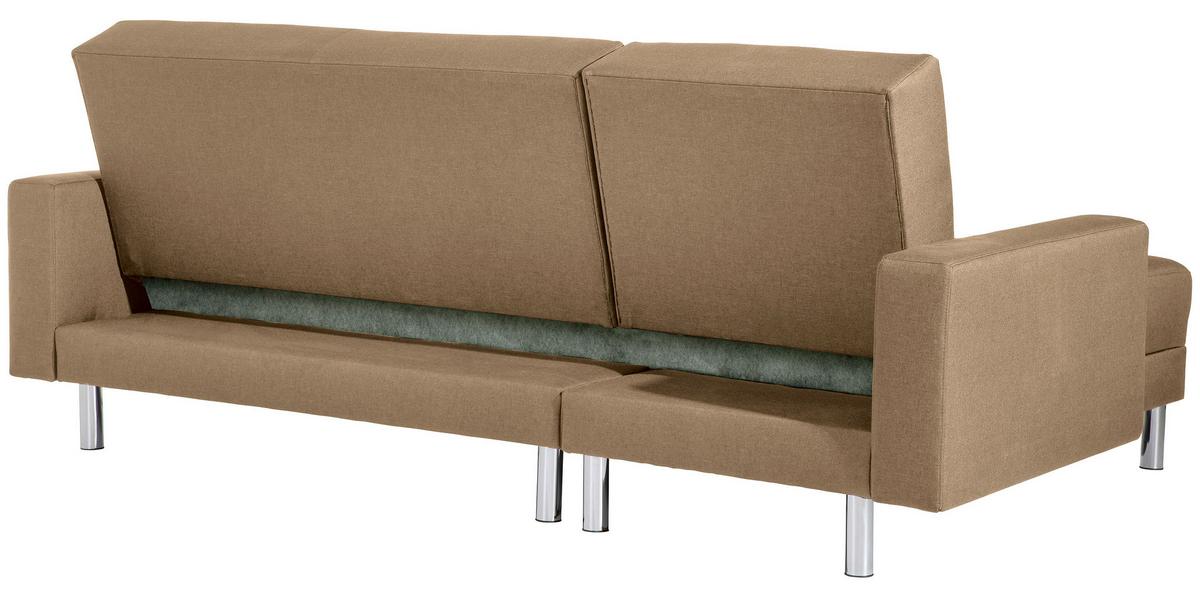 ECKSCHLAFSOFA JUST FASHION - Sandfarben/Chromfarben, KONVENTIONELL, Textil/Metall (152/230cm) - Max Winzer