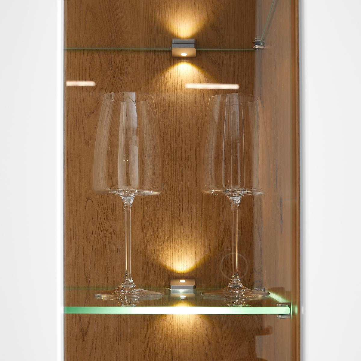 Vitrine Dallas Weiss/Eiche Artisan - Weiss/Schwarz, Modern, Holzwerkstoff (75/197/38cm) - Premium Living