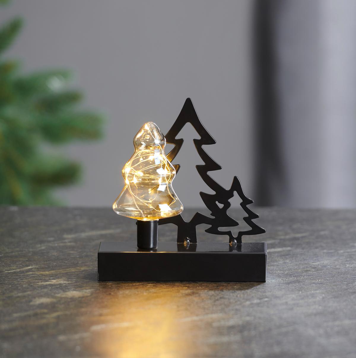 LED-Dekoleuchte Kirmlem in Schwarz aus Glas - Klar/Schwarz, Modern, Glas/Metall (15/6/15,5cm) - Premium Living