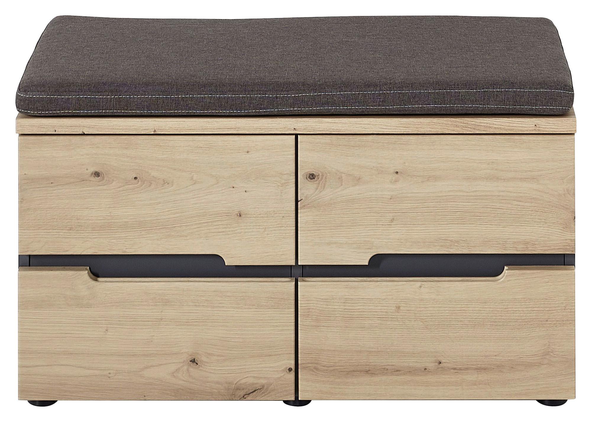 SIEDZISKO DO PRZEDPOKOJU DETROIT - kolor grafitowy/szary, Design, materiał drewnopochodny/tkanina (80/48/38cm) - Voleo