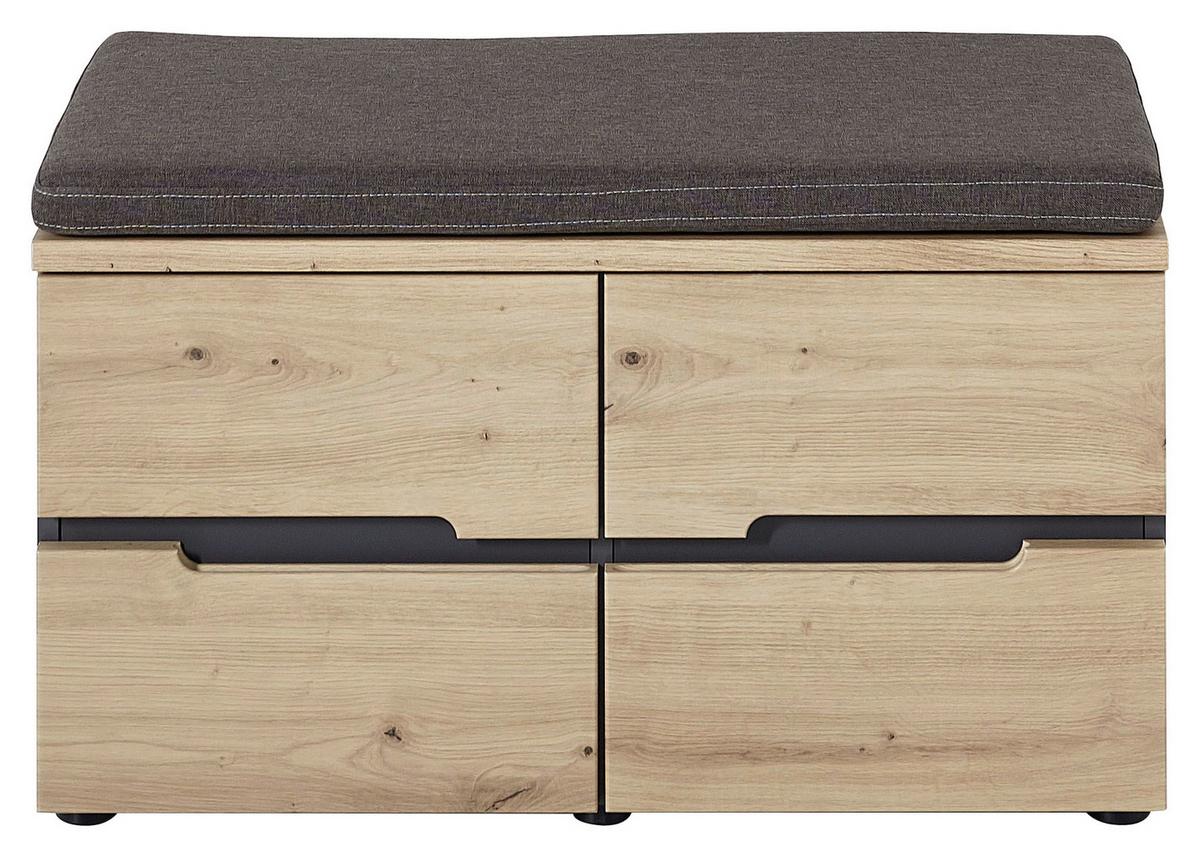 SIEDZISKO DO PRZEDPOKOJU DETROIT - kolor grafitowy/szary, Design, materiał drewnopochodny/tkanina (80/48/38cm) - Voleo