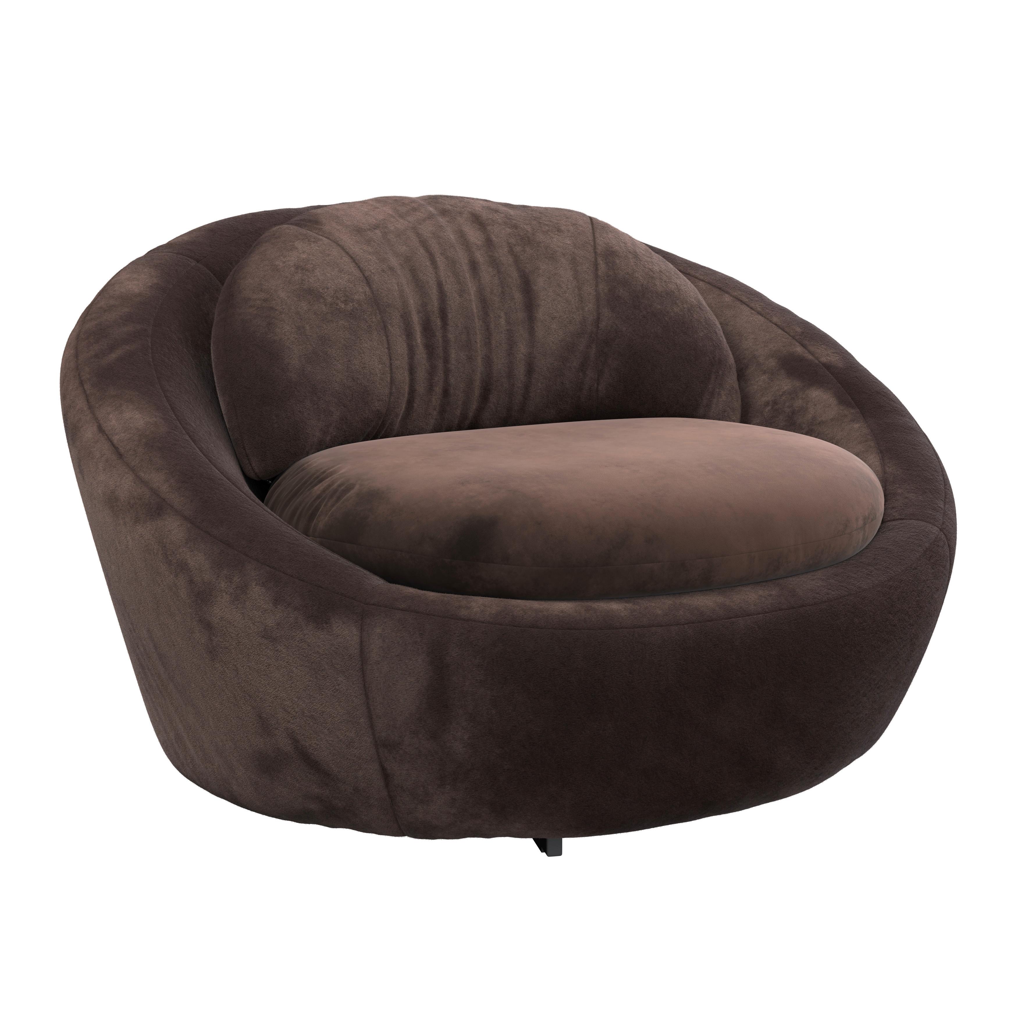 Designsessel Pio drehbar Braun - Schwarz/Braun, MODERN, Textil/Metall (130/80/112cm) - Mömax