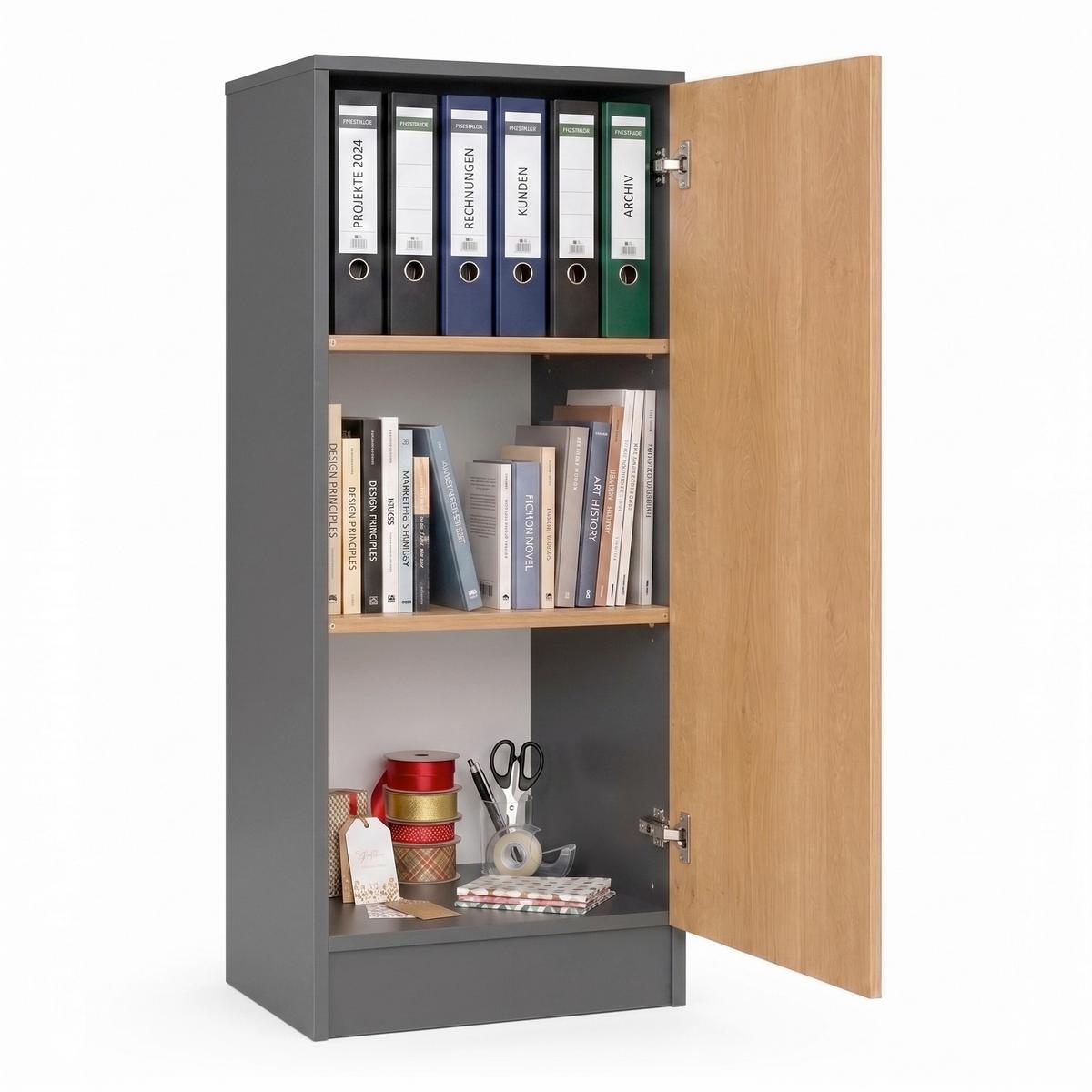 Aktenschrank Dilos M - Honigeiche/Anthrazit, Modern, Holzwerkstoff (52/114/32cm) - MID.YOU
