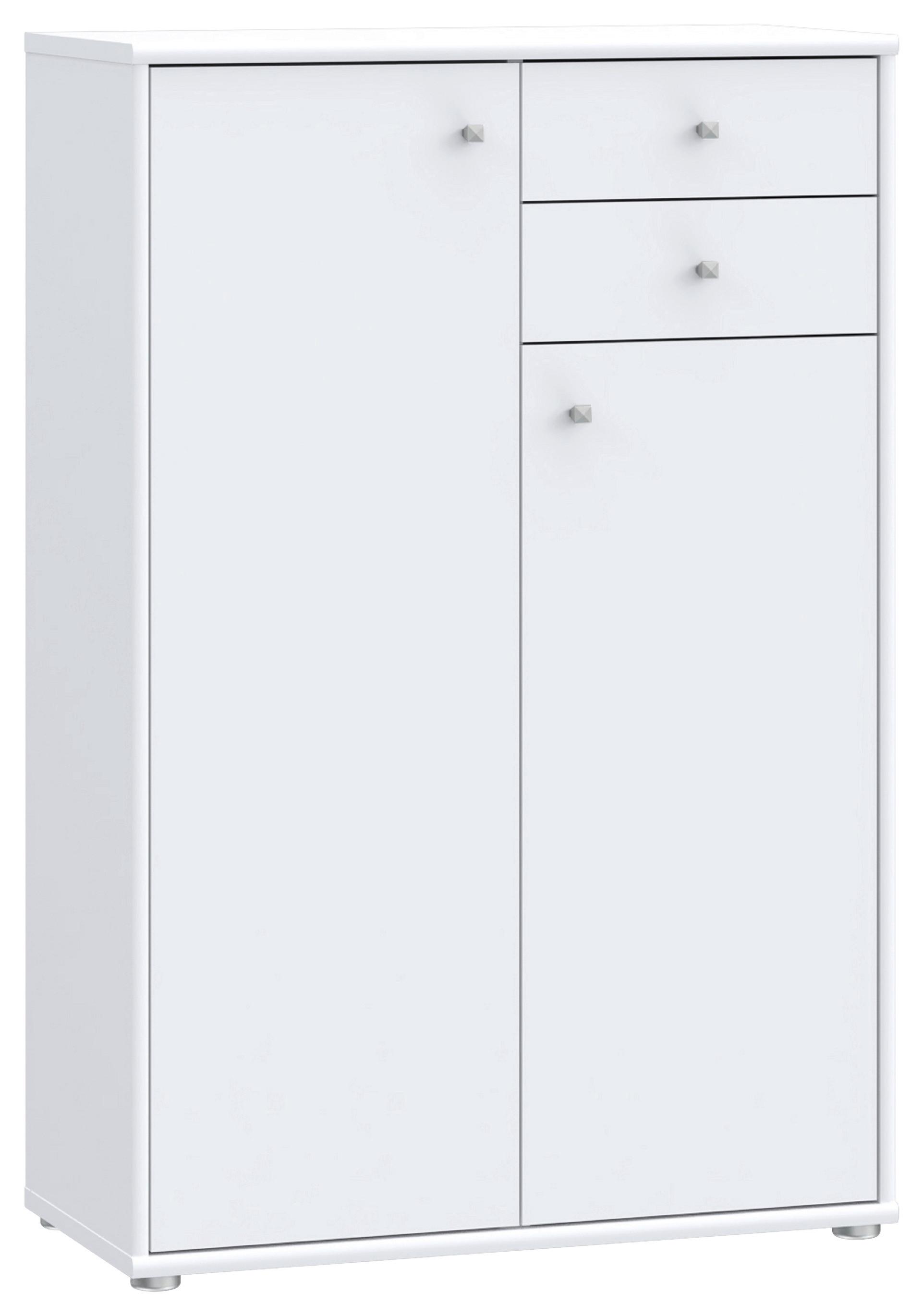 Komoda Tempra 2, Bela - bela/barve aluminija, Design, leseni material (73,7/111,1/34,8cm)