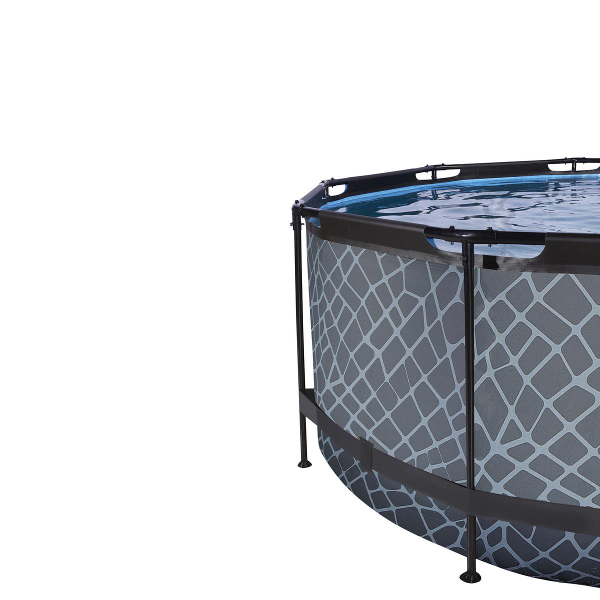 Bazen Exit Stone Pool, Črpalka S Peščenim Filtrom, Ø 360cm - siva, Konvencionalno, kovina (360/122cm) - EXIT Toys