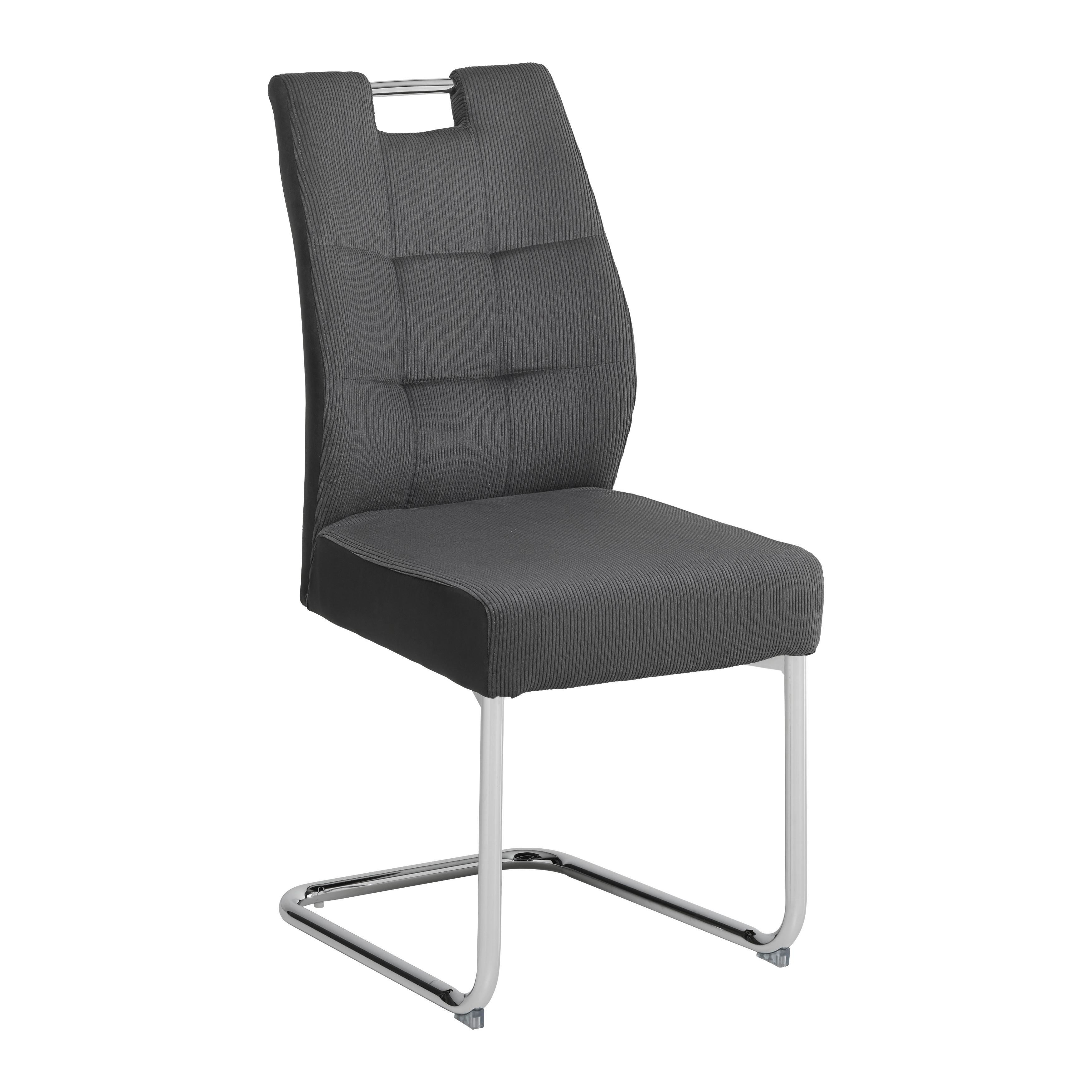 Schwingstuhl Lea Grau - Chromfarben/Grau, MODERN, Textil/Metall (44/97/59cm) - Mömax