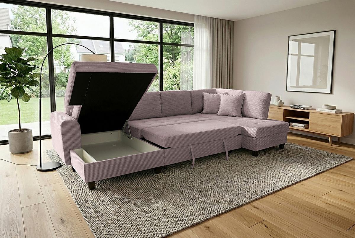 Canapea modulara MORITZ - roz, Trend, textil (155/324/178cm) - Modern Living