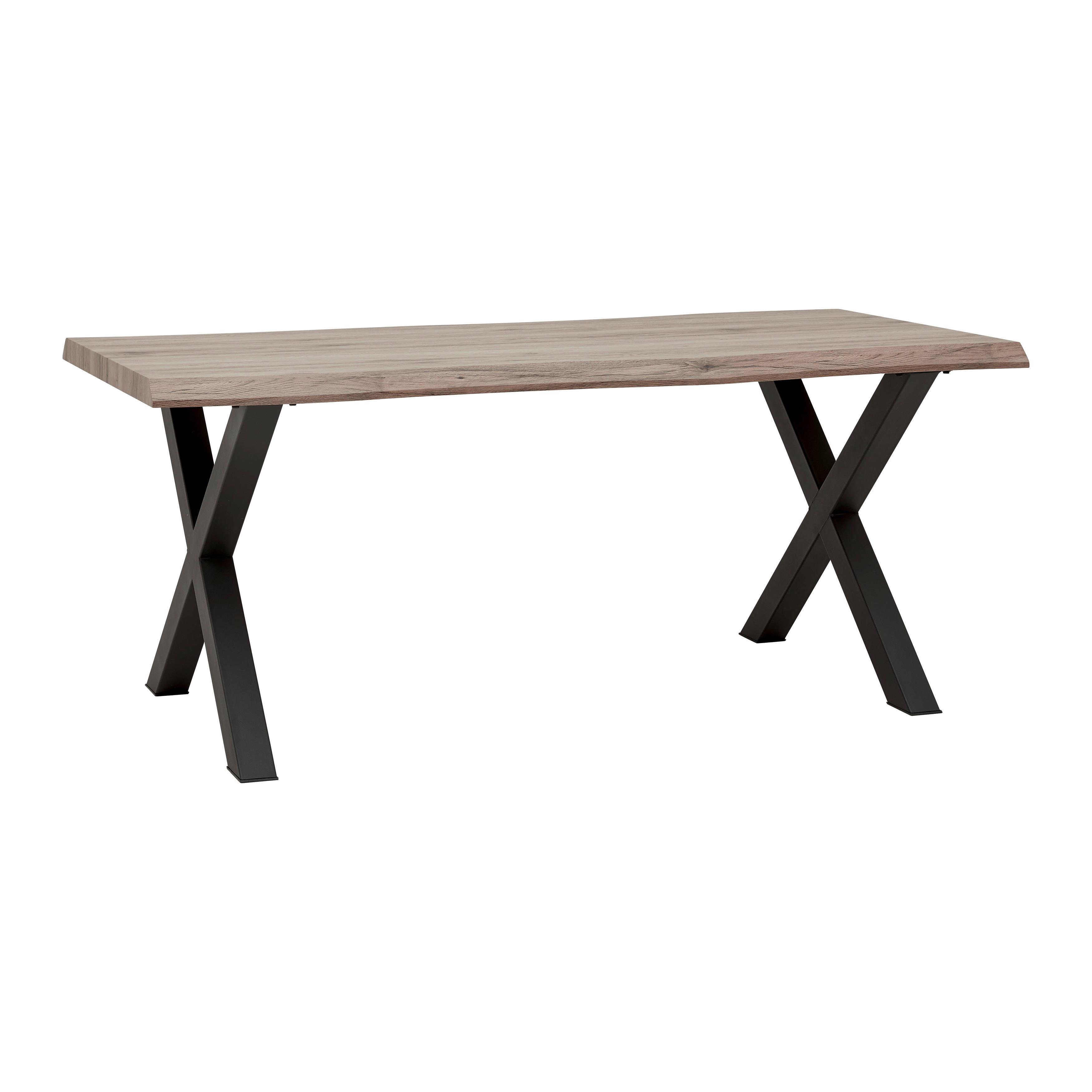 Esstisch "Rico", ca. 180x90 cm, Holz-Dekor - Eichefarben/Schwarz, Modern, Holz/Holzwerkstoff (180/76/90cm) - Bessagi Home