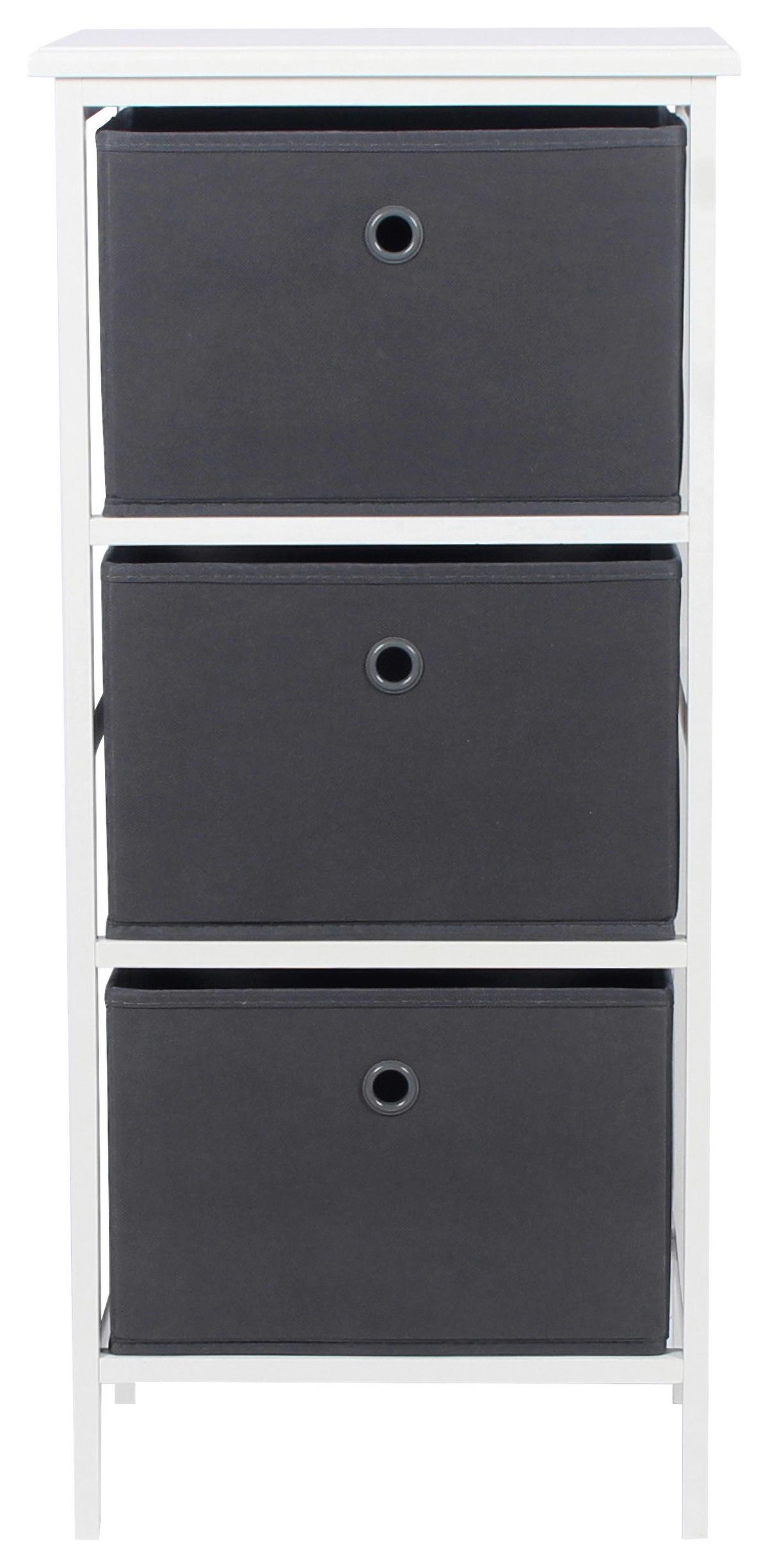 Regal Oliver 2, Bela, Siva, 3 Škatle - siva/bela, Moderno, papir/umetna masa (37/80/30cm)