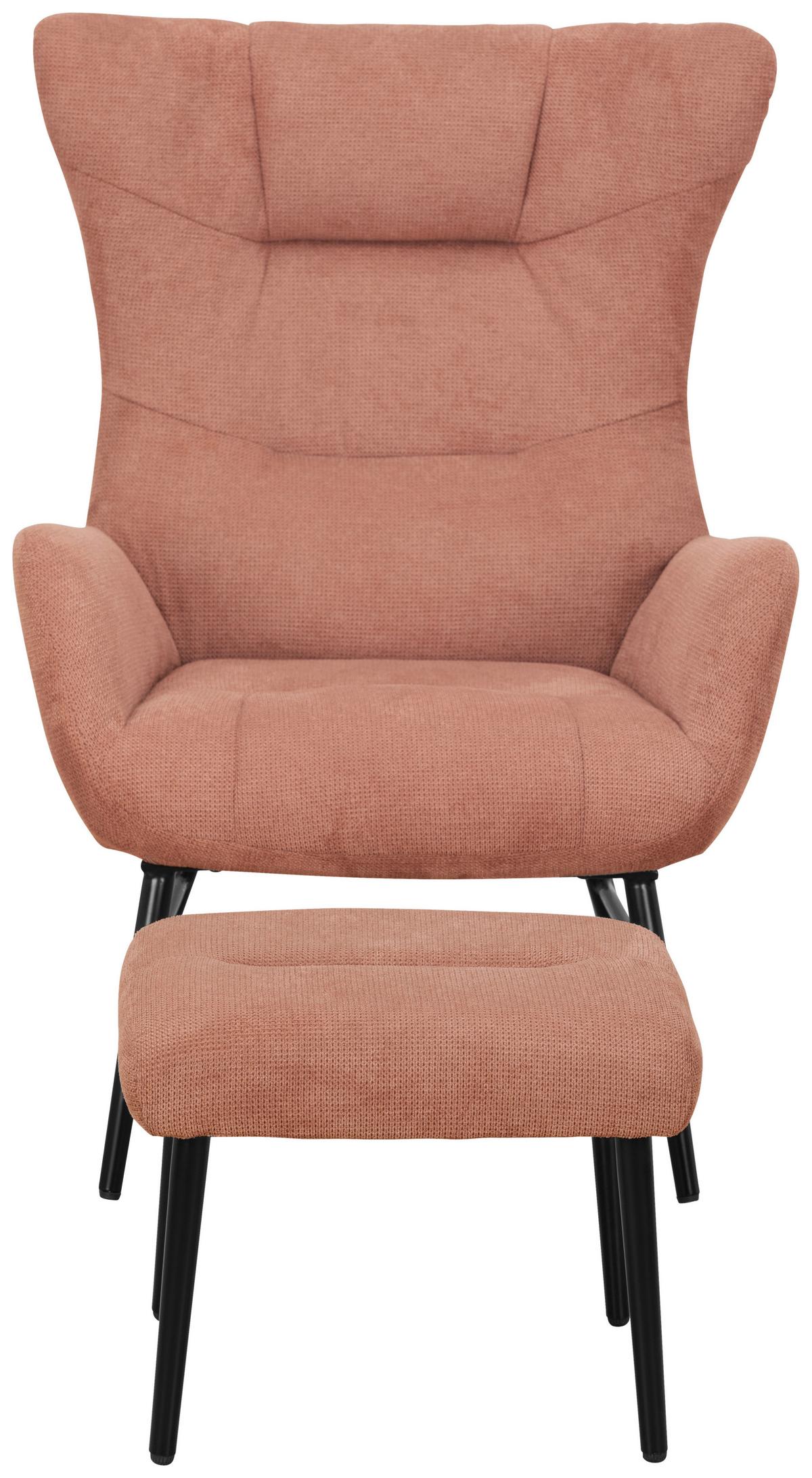 ZESTAW FOTELI RELAKSACYJNYCH LAURA - czarny/brudny róż, Design, metal/tkanina (84/73/100cm) - Livetastic