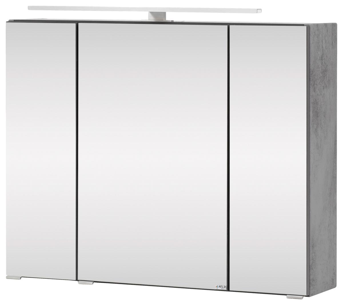 Badmöbel-Set 3-tlg inkl. LED Stockholm 80cm Weiß - Dunkelgrau/Weiß, KONVENTIONELL, Holzwerkstoff (80cm) - Held