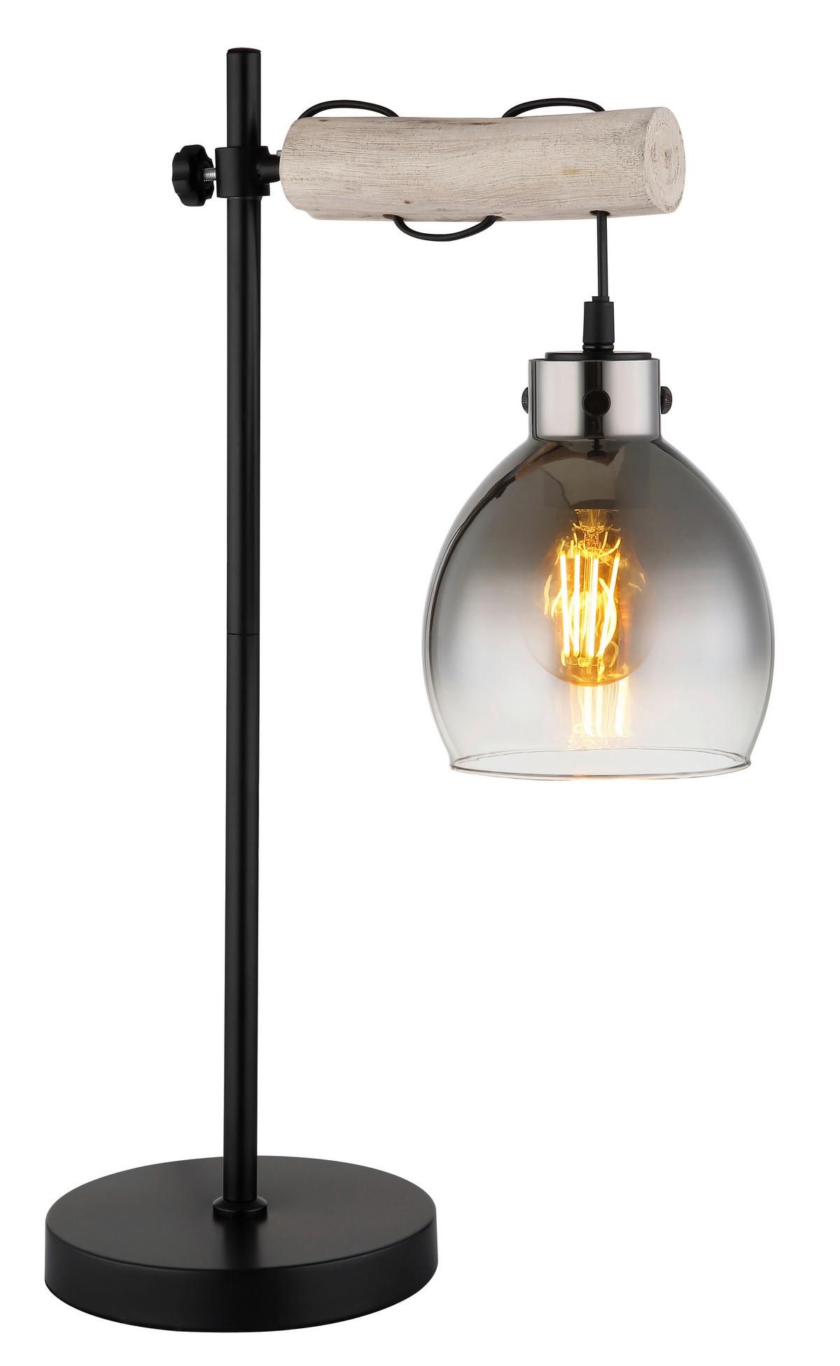 Tischleuchte Ryan Naturfarben/Schwarz max. 40 W - Schwarz/Naturfarben, Natur, Glas/Holz (33/18/55cm) - Globo