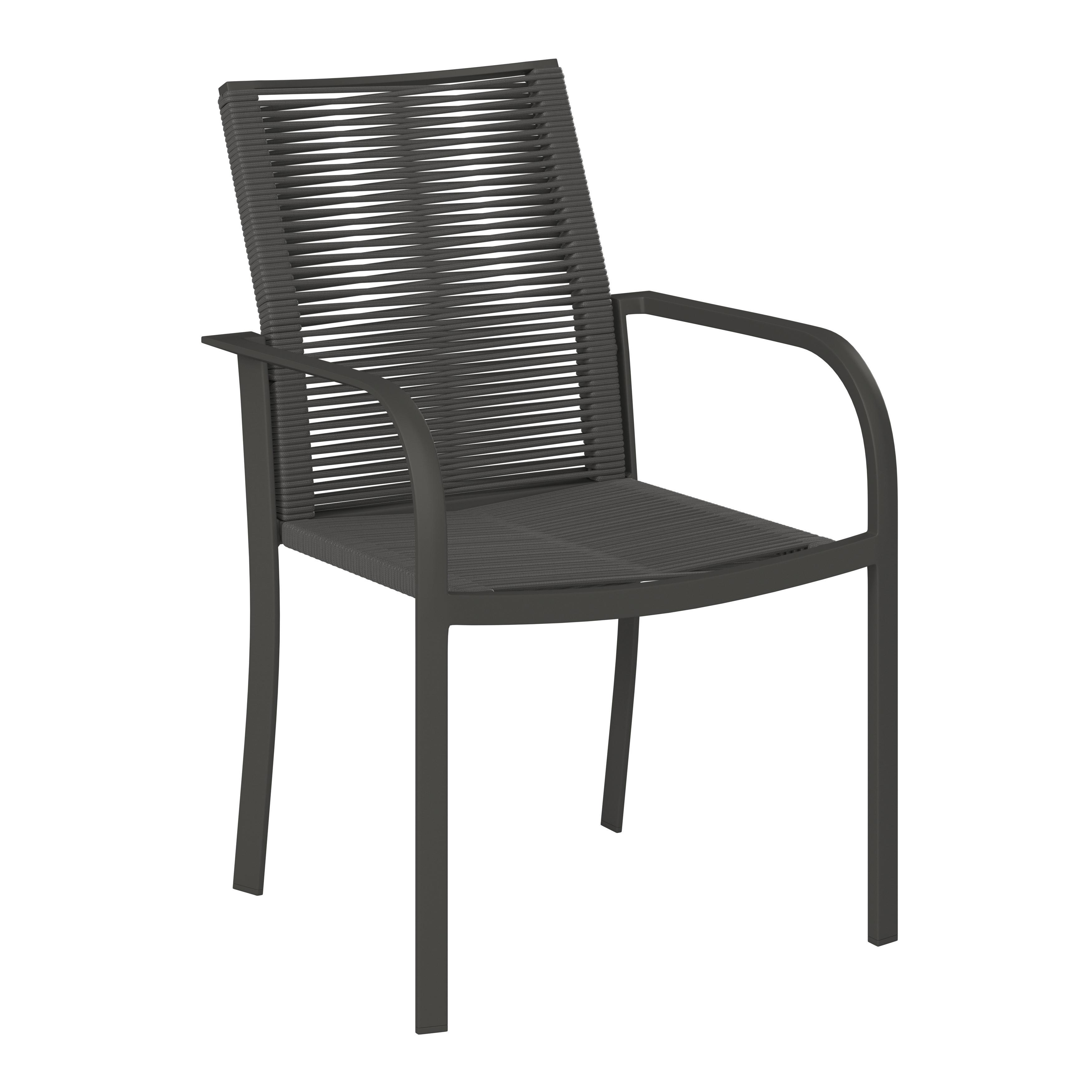 KRZESŁO OGRODOWE ISCHIA - antracytowy/szary, Modern, tworzywo sztuczne/metal (56.5/87/65cm) - Ambia Garden