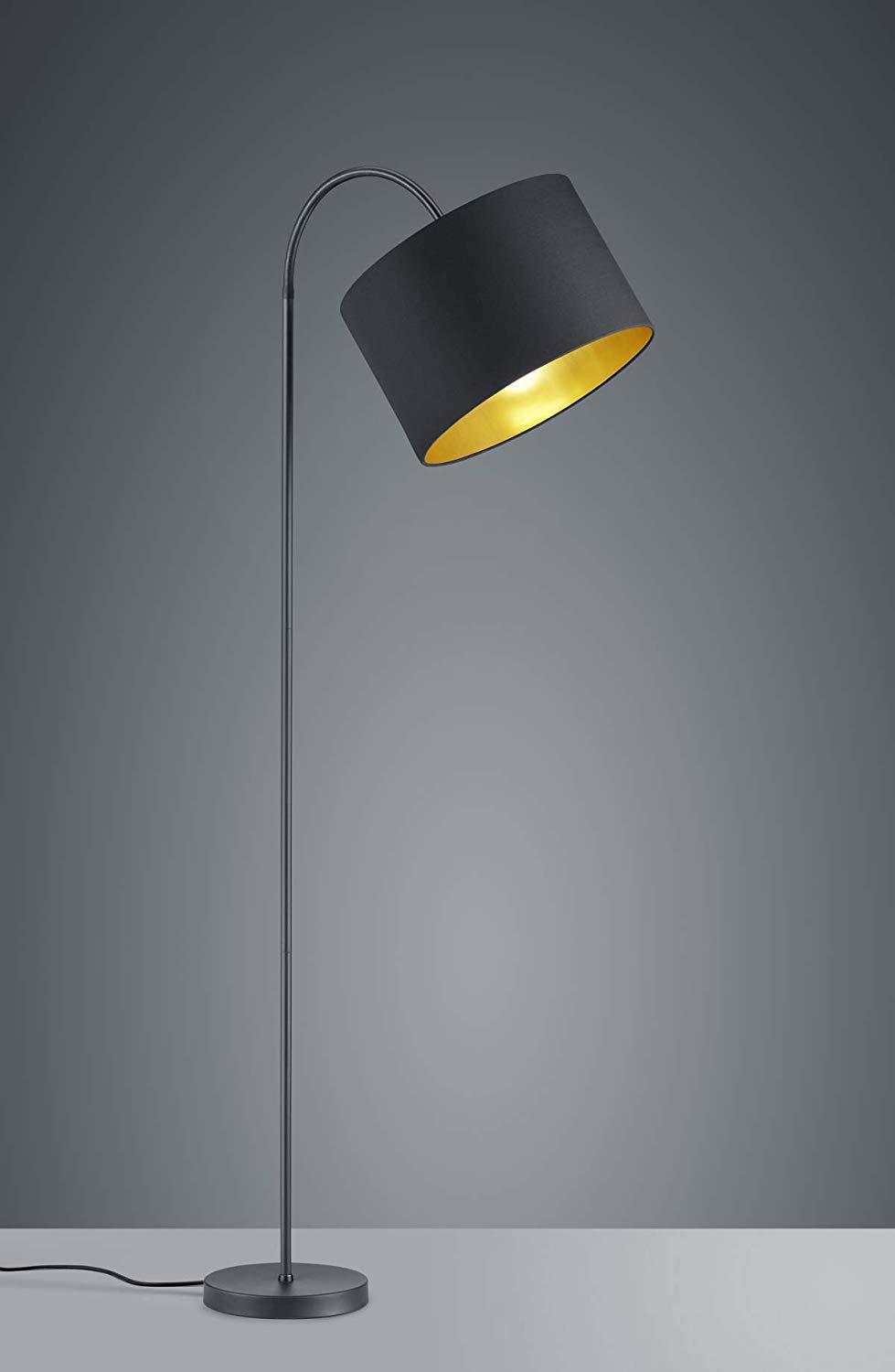Stehleuchte Hostel Schwarz max. 60 Watt - Goldfarben/Schwarz, Design, Textil/Metall (35/156cm) - Trio Leuchten