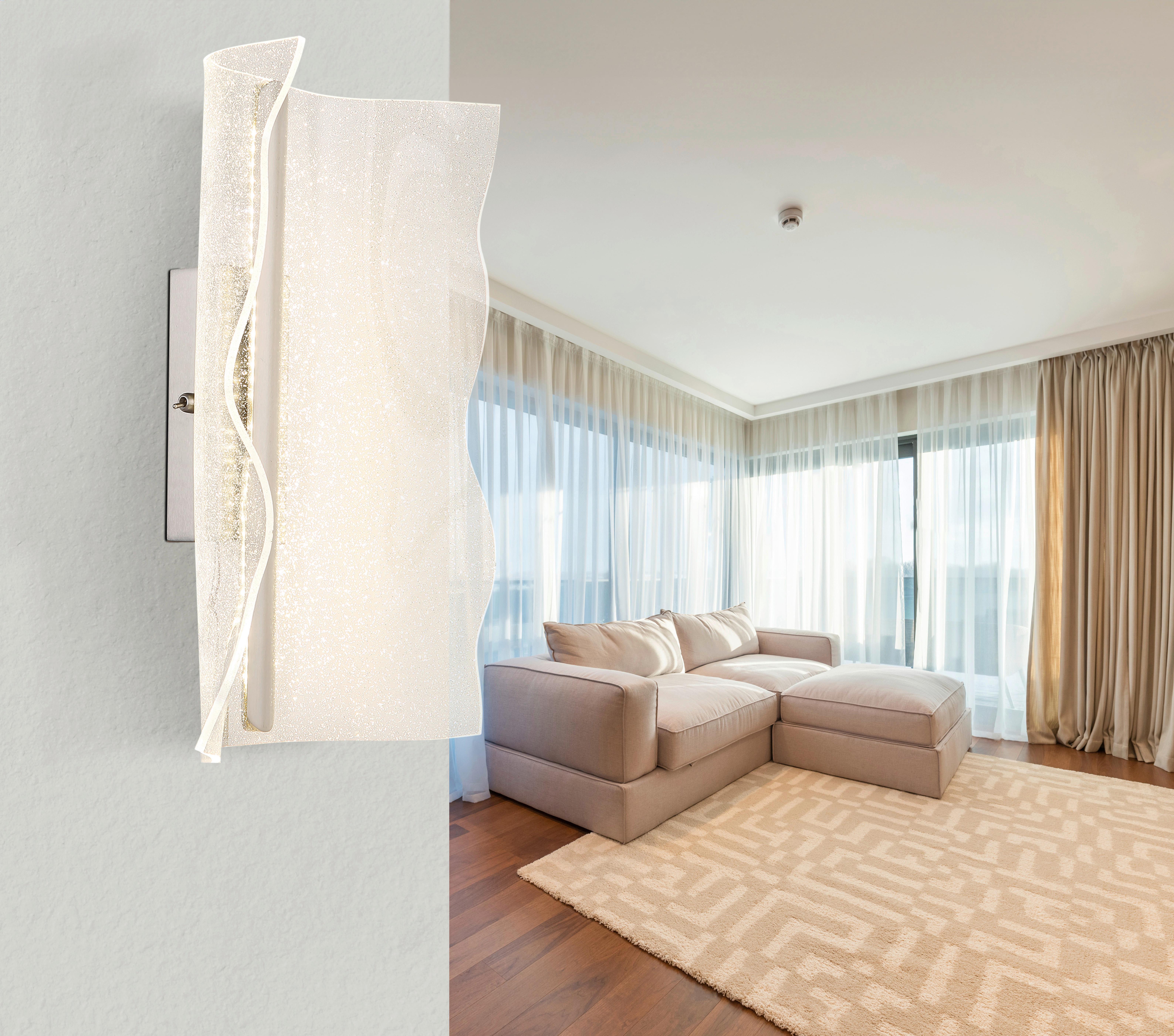 LED-Wandleuchte Saque Klar max. 9 Watt - Klar, Design, Kunststoff/Metall (24/35/13cm) - Globo