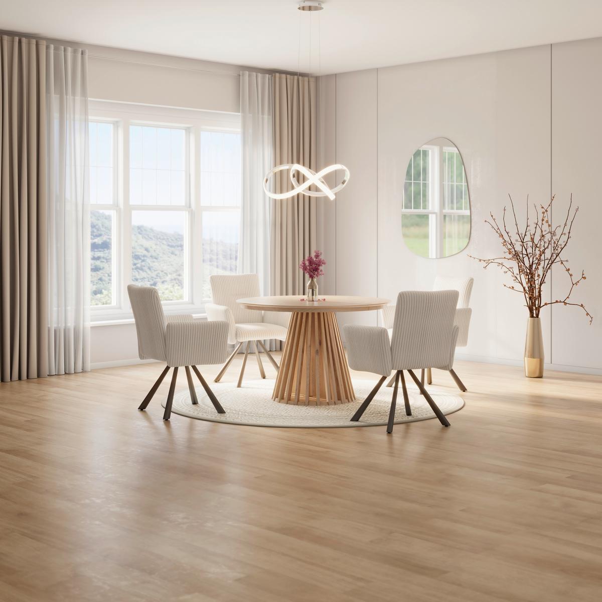 Esstisch ausziehbar Ennio Echtholz furniert/MDF - Eichefarben, MODERN, Holz/Holzwerkstoff (120-160/76/120cm) - Bessagi Home