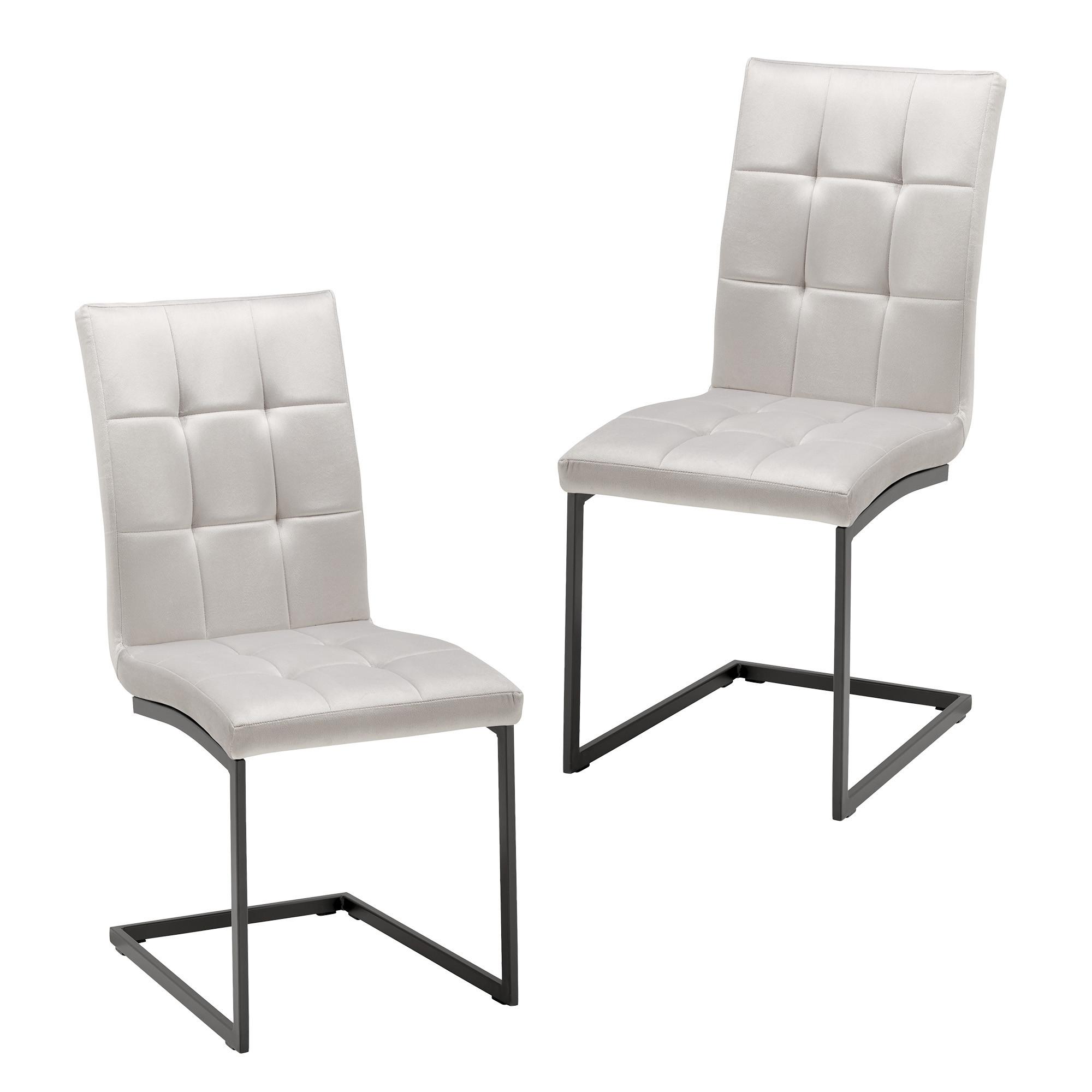 ZESTAW KRZESEŁ NA PŁOZIE MELA - jasnoszary, Modern, metal/tkanina (44/95/60cm) - Bessagi Home