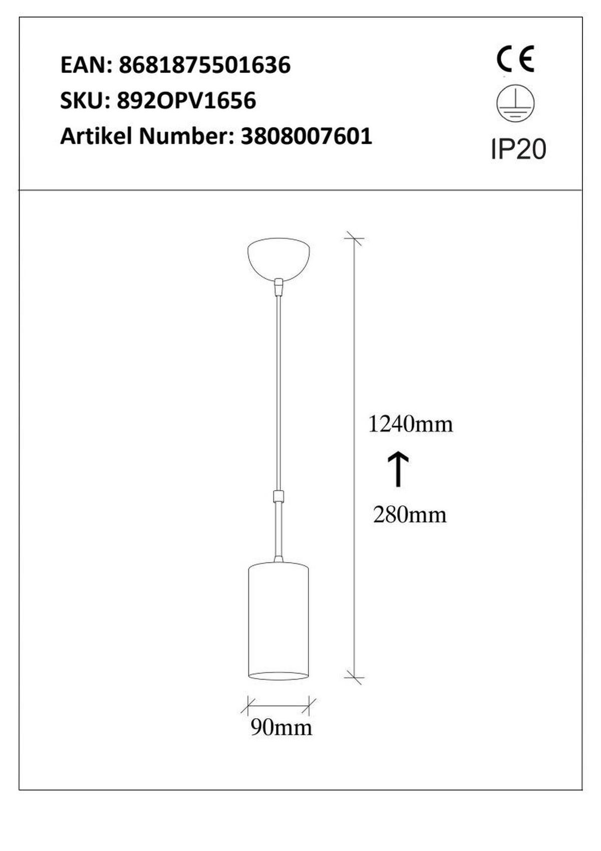 LAMPA SUFITOWA 3808007601 - kolor złoty, Trend, metal (124/9/9cm) - P & B