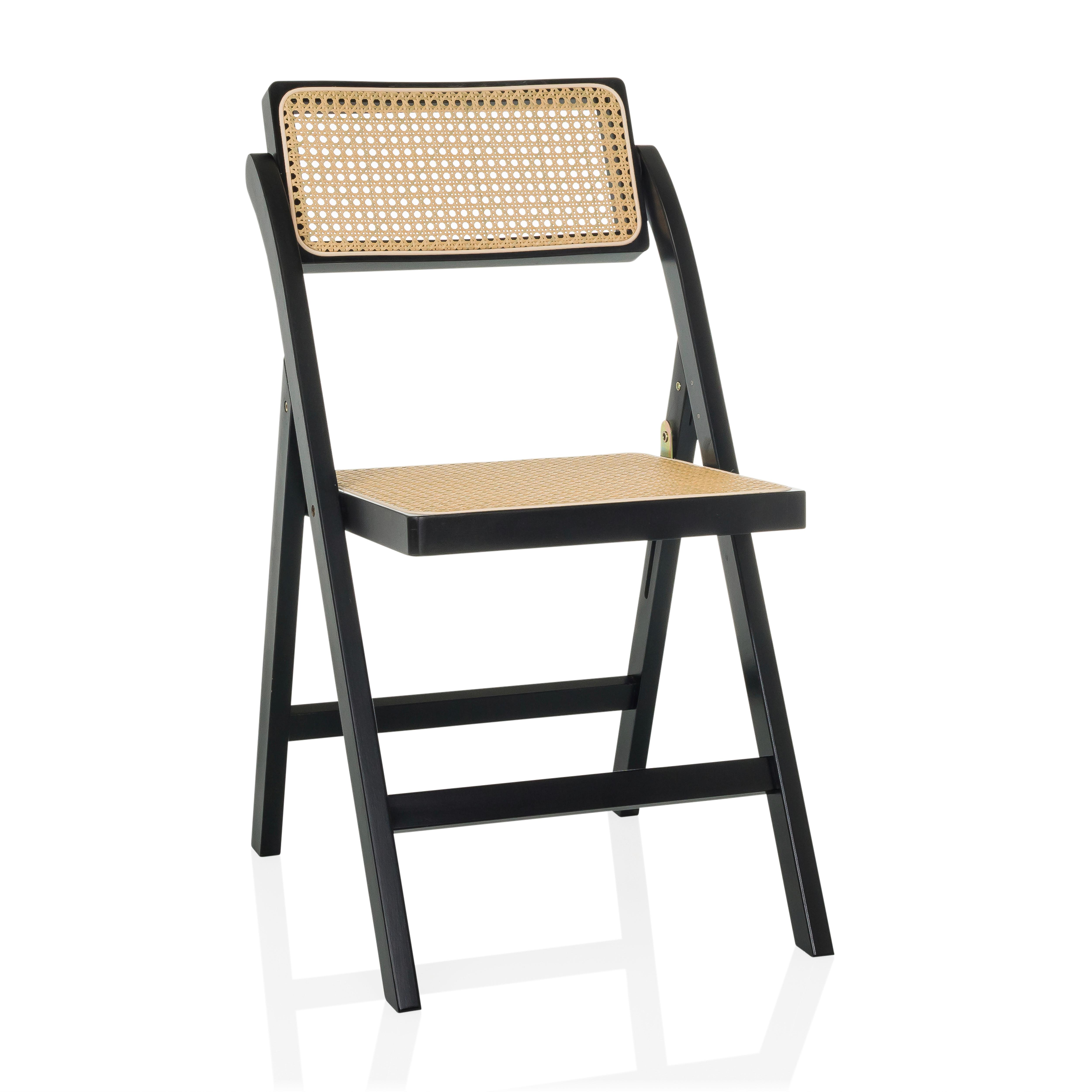 Zložljiv Stol Tudela Bamboo, Črna, Rjava - črna/rjava, Moderno, les (45,5/83,5/45cm) - Gardenson