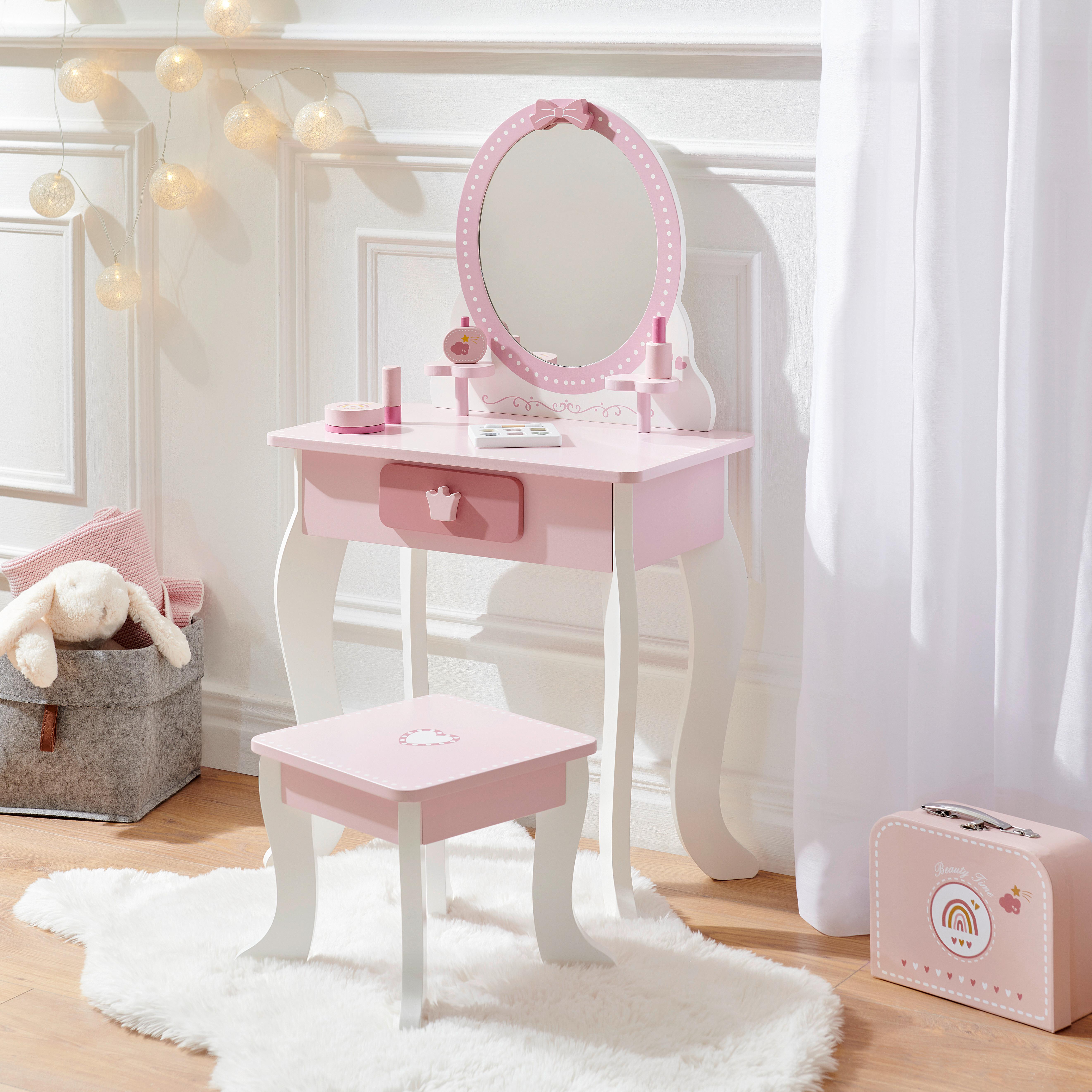 TOALETKA SWEET - różowy/biały, Basics, materiał drewnopochodny/tworzywo sztuczne (48/29/87cm) - My Baby Lou