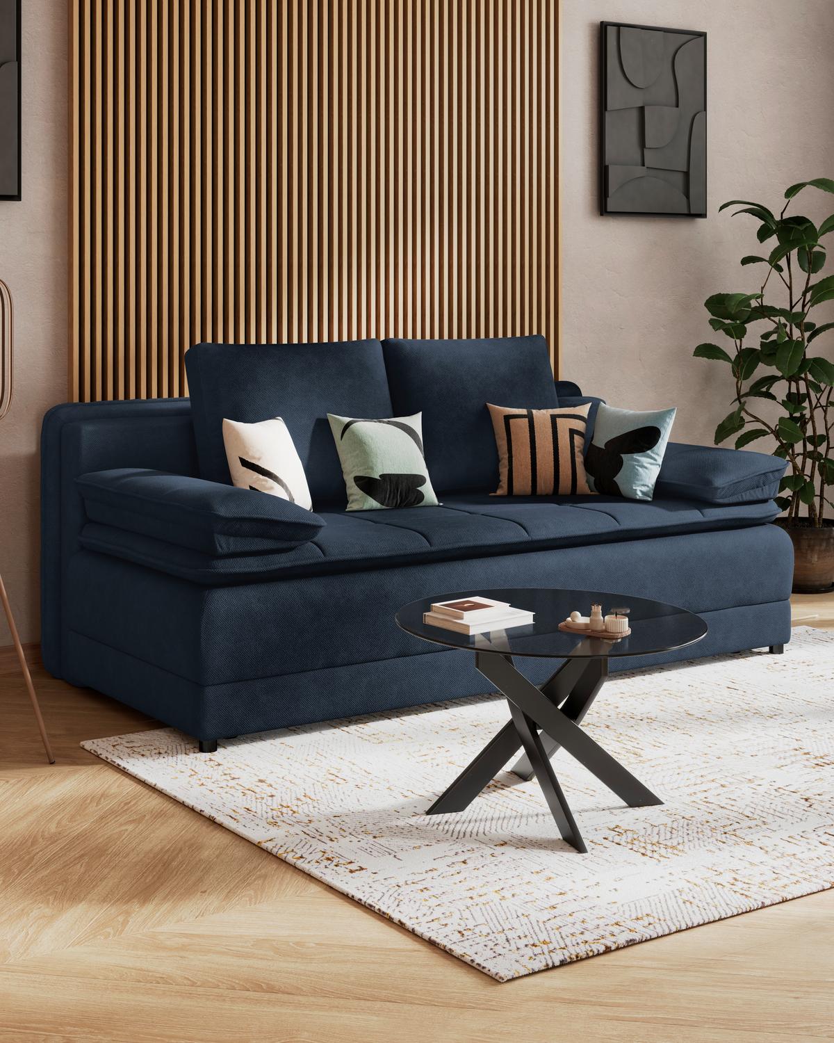 Trosjed Na Razvlačenje Alice - tamno plava/crna, Moderno, tekstil/plastika (202/73-92/105cm) - Modern Living