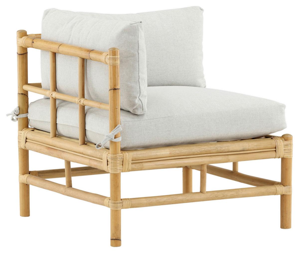 Loungeeckteil Cane Bambus Rattan ca. 75x70 cm - Hellbraun, KONVENTIONELL, Holz/Textil (75/70/74cm) - Gardenson