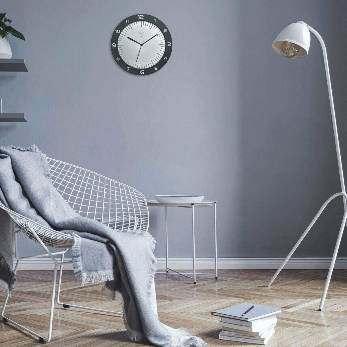 FUNKUHR LUMOCLOCK GRAU/WEIß - Schwarz, Basics, Kunststoff (30,3/4,5/30,3cm)