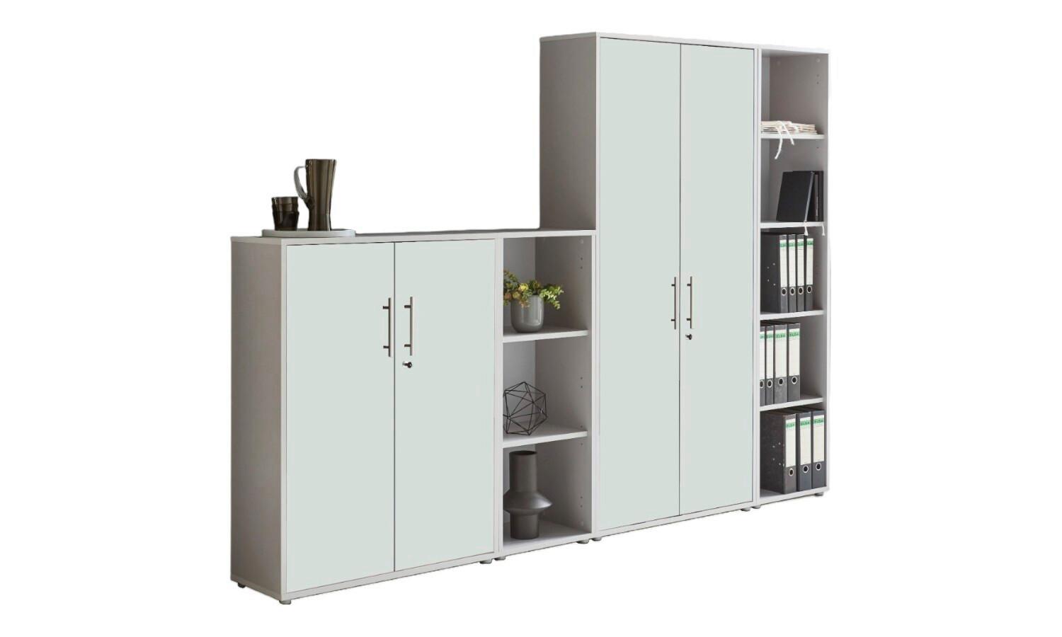 Aktenschrank Office Edition Sw Set 4 Grau/Weiß - Weiß/Grau, MODERN, Holzwerkstoff (257/186/33cm) - MID.YOU