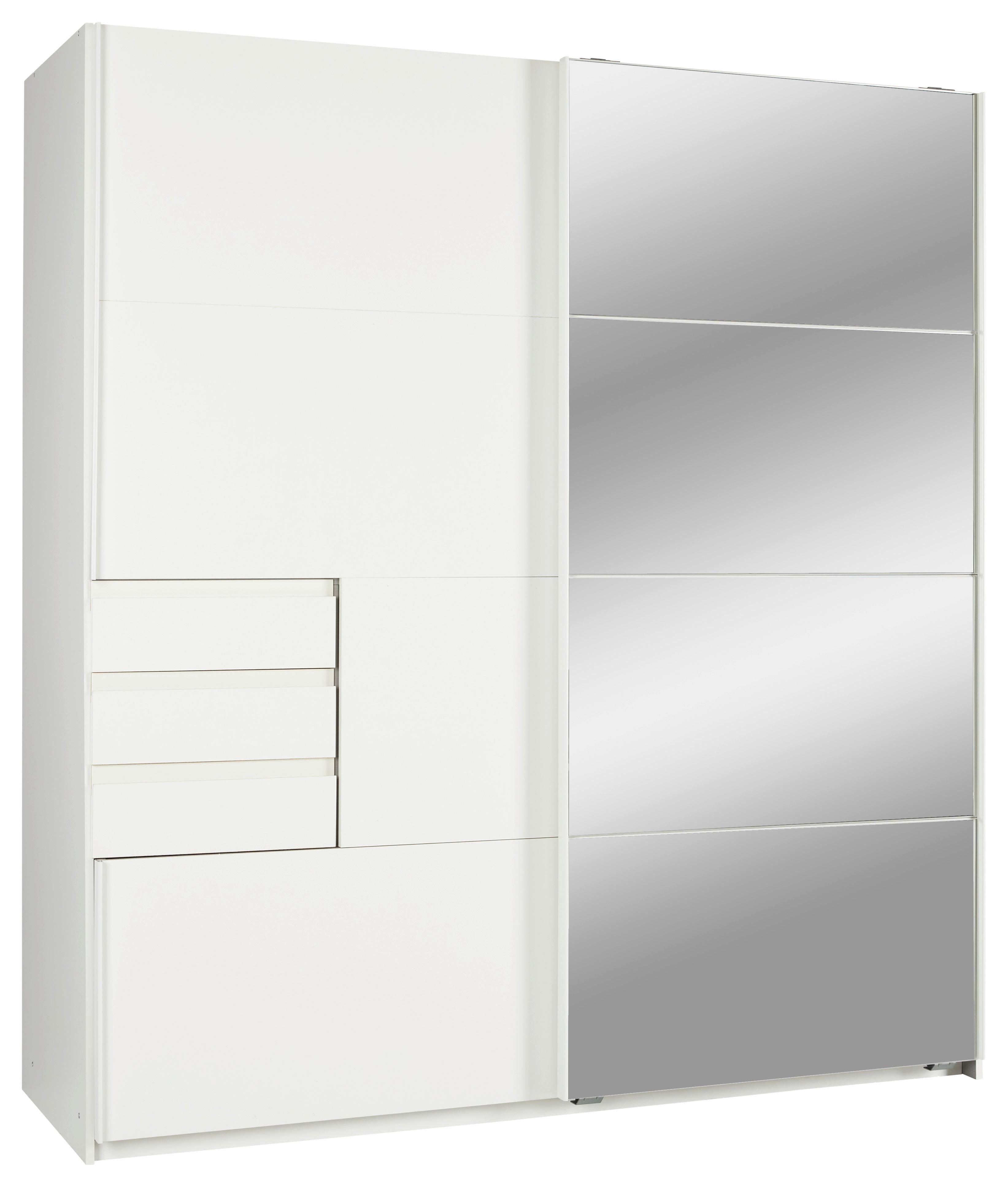 Schwebetürenschrank Oldenburg in Weiß ca. 180x198x64cm - Weiß, KONVENTIONELL, Holzwerkstoff/Kunststoff (180/198/64cm) - Mömax