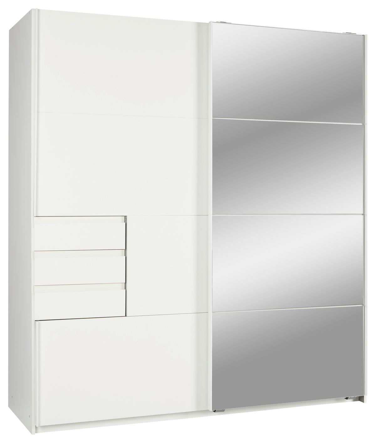 Tolóajtós Szekrény Tükörrel Oldenburg - fehér, Konventionell, műanyag/faalapú anyag (180/198/64cm) - Mömax