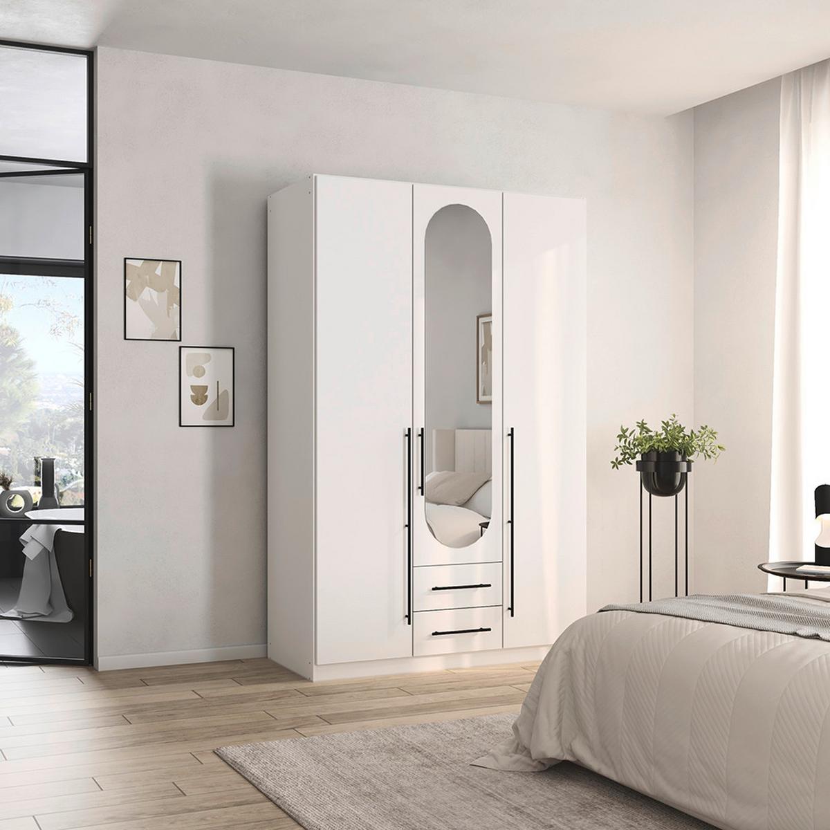 Dulap cu uși rotative VELORA - alb, Konventionell, material pe bază de lemn (136/210/54cm) - Mömax