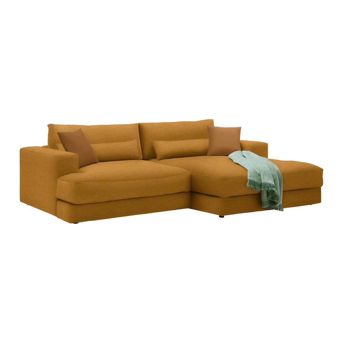 Ecksofa Fabiona rechts Senfgelb - Senfgelb/Schwarz, MODERN, Holz/Kunststoff (268/85/194cm) - Premium Living