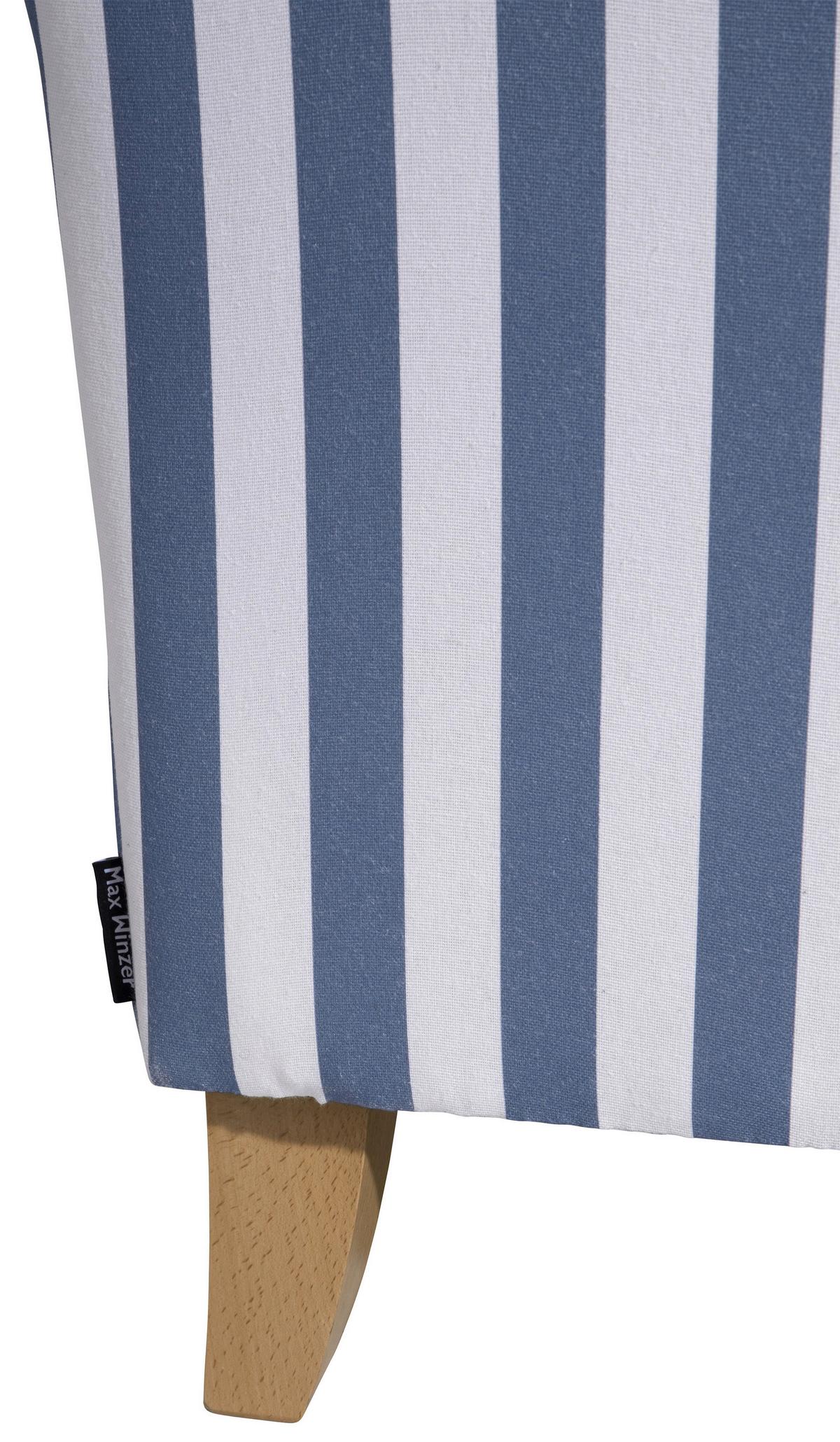Ohrensessel ''Lorris'', Blau/Weiß - Blau/Eichefarben, KONVENTIONELL, Holz/Textil (77/103/86cm) - Max Winzer