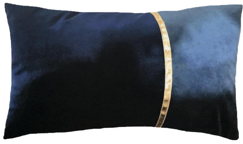 Zierkissen Javier in Blau/Goldfarben ca. 50x30cm - Blau/Goldfarben, LIFESTYLE, Textil (50/30cm) - Bessagi Home