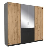 DULAP USI ROTATIVE NEVADA - argintiu/gri închis, Modern, sticlă/material pe bază de lemn (226/210/57cm) - Modern Living