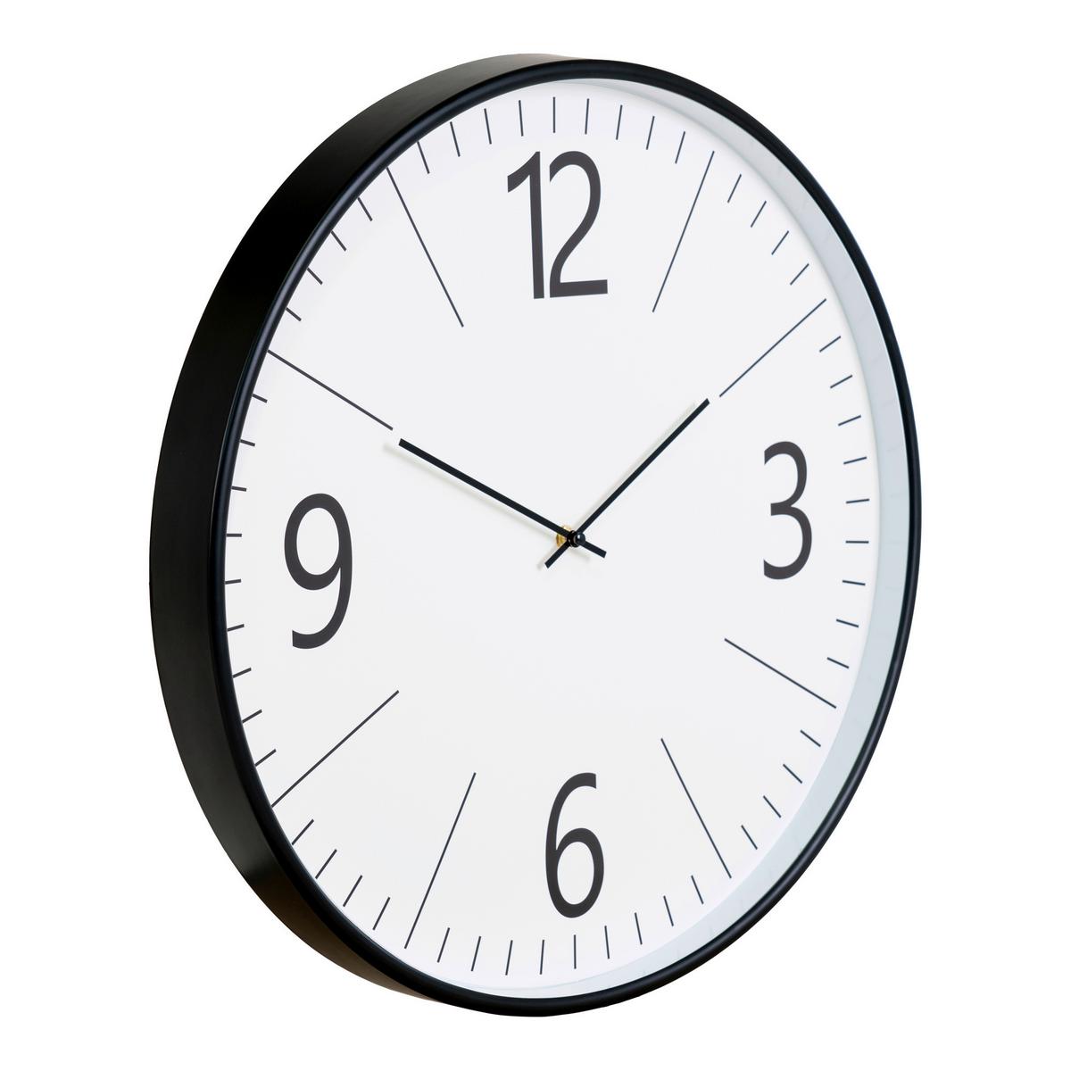 Wanduhr Biel Wall Clock Schwarz/Weiß - Schwarz/Weiß, Design, Glas/Kunststoff (51/51/5cm)