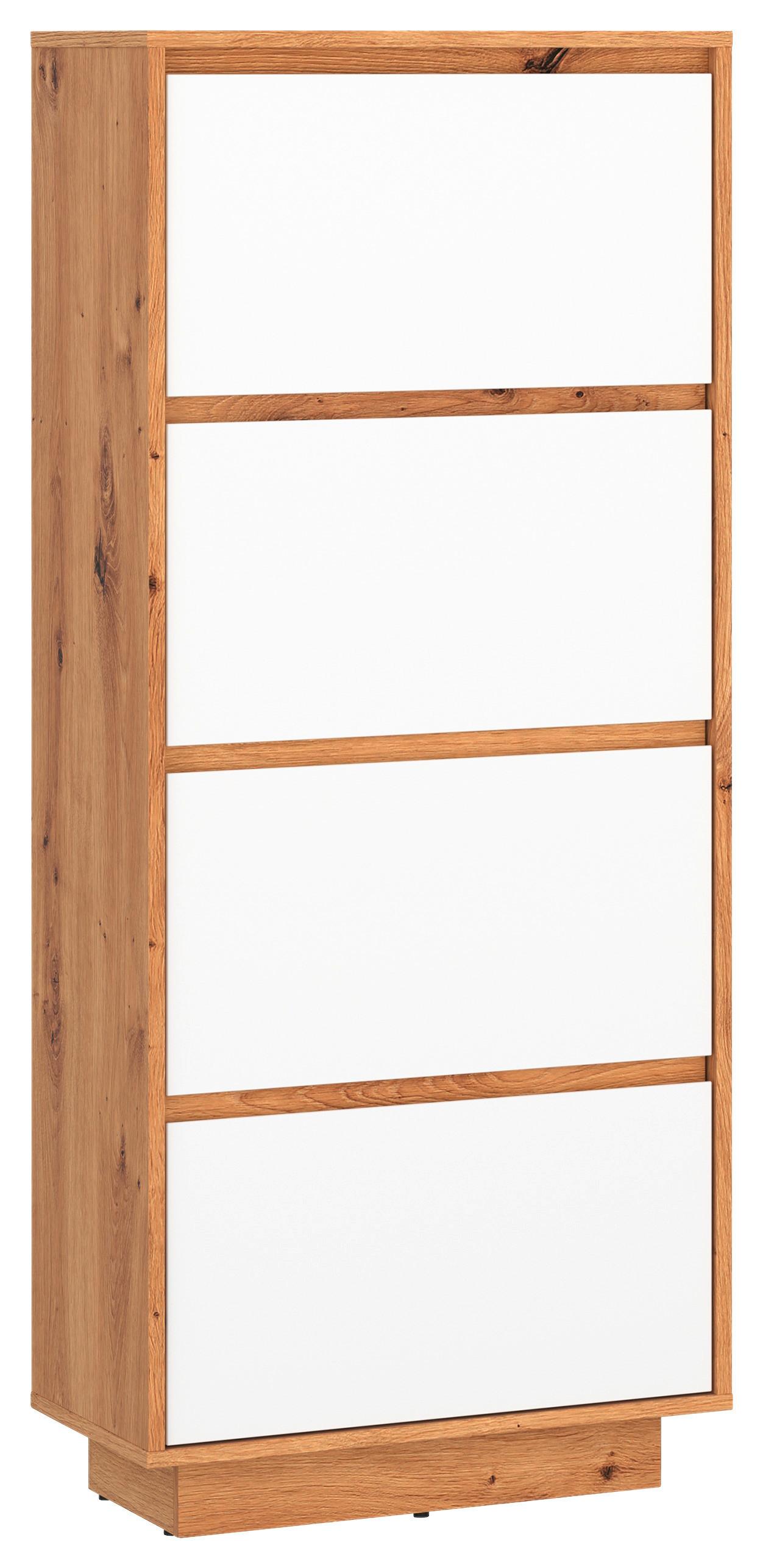 Comodă FOGGIA - alb/stejar Artisan, Trend, material pe bază de lemn (58,6/142/35cm) - Modern Living