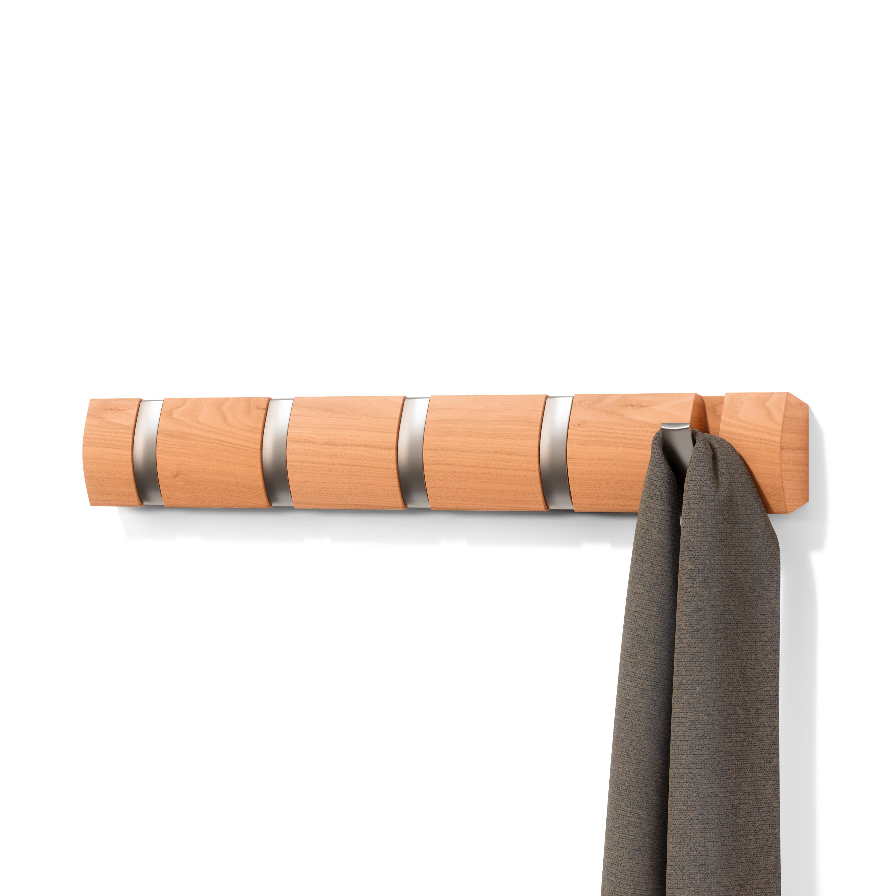 Hakenleiste Flip 5 Naturfarben - Naturfarben, MODERN, Holz/Kunststoff (51/6/3cm) - Mömax