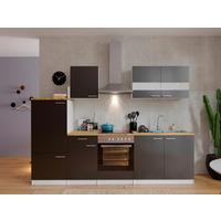Küchenzeile ohne Geräte B: 270 cm Grau/Weiß/Nussbaum Dekor - Edelstahlfarben/Nussbaumfarben, Basics, Holzwerkstoff/Metall (270/200/60cm) - Respekta