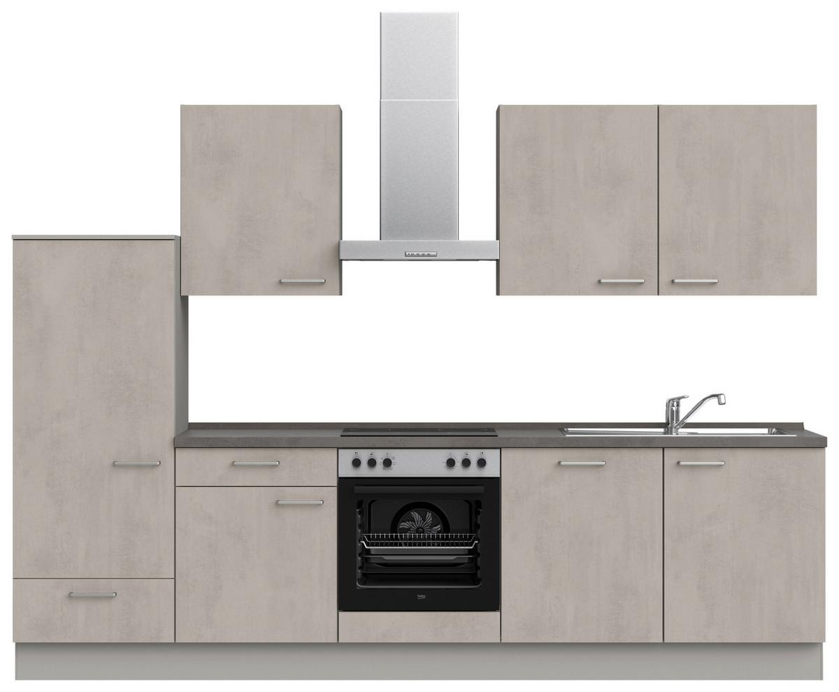 Küchenblock Riva Low m. Geräten Grau - Schieferfarben/Edelstahlfarben, MODERN, Holzwerkstoff/Metall (300cm) - Nobilia