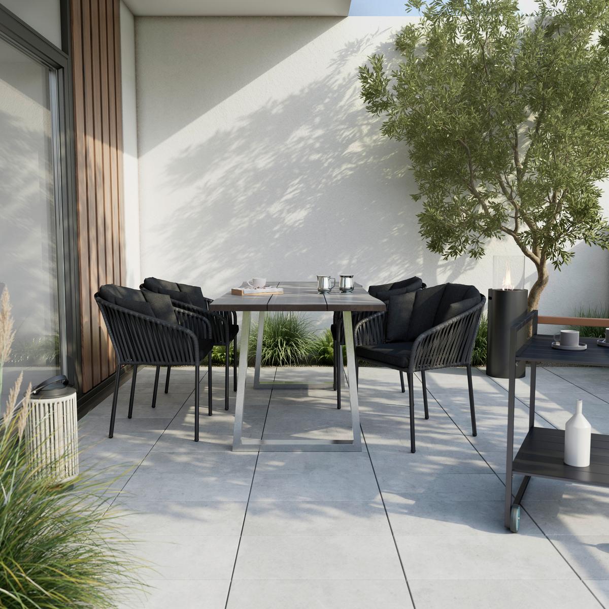 Set Vrtnih Stolov Leo, Siva, 2-Delno - temno siva/antracit, Moderno, kovina (59/78/61cm) - Bessagi Garden